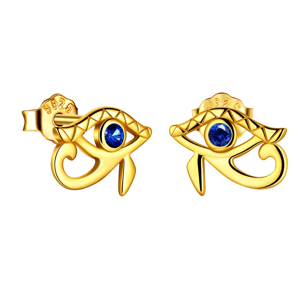 925 Sterling Silver Egyptian Eye of Horus Earrings for Women & Men - Blue Horus Eye Stud Earrings, Ancient Amulet Jewelry - Perfect Gift for Her & Him, Ideal for Everyday Wear, Parties & Spiritual Protection