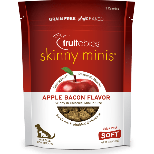 Fruitables Skinny Minis Apple Bacon Flavor Dog Treats - Low Calorie Natural Dog Snacks for Small & Medium Breeds - Perfect for Training Rewards & On-the-Go Treats