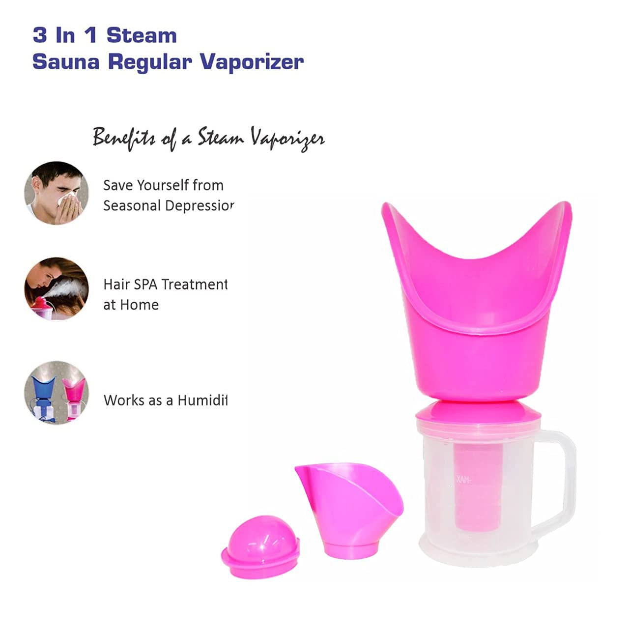 Synlark 3-in-1 Steam Vaporizer for Cough & Cold Relief - Personal Nasal Inhaler, Facial Steamer & Nebulizer Machine - Perfect for Home Use, Travel & Kids (Multicolor)