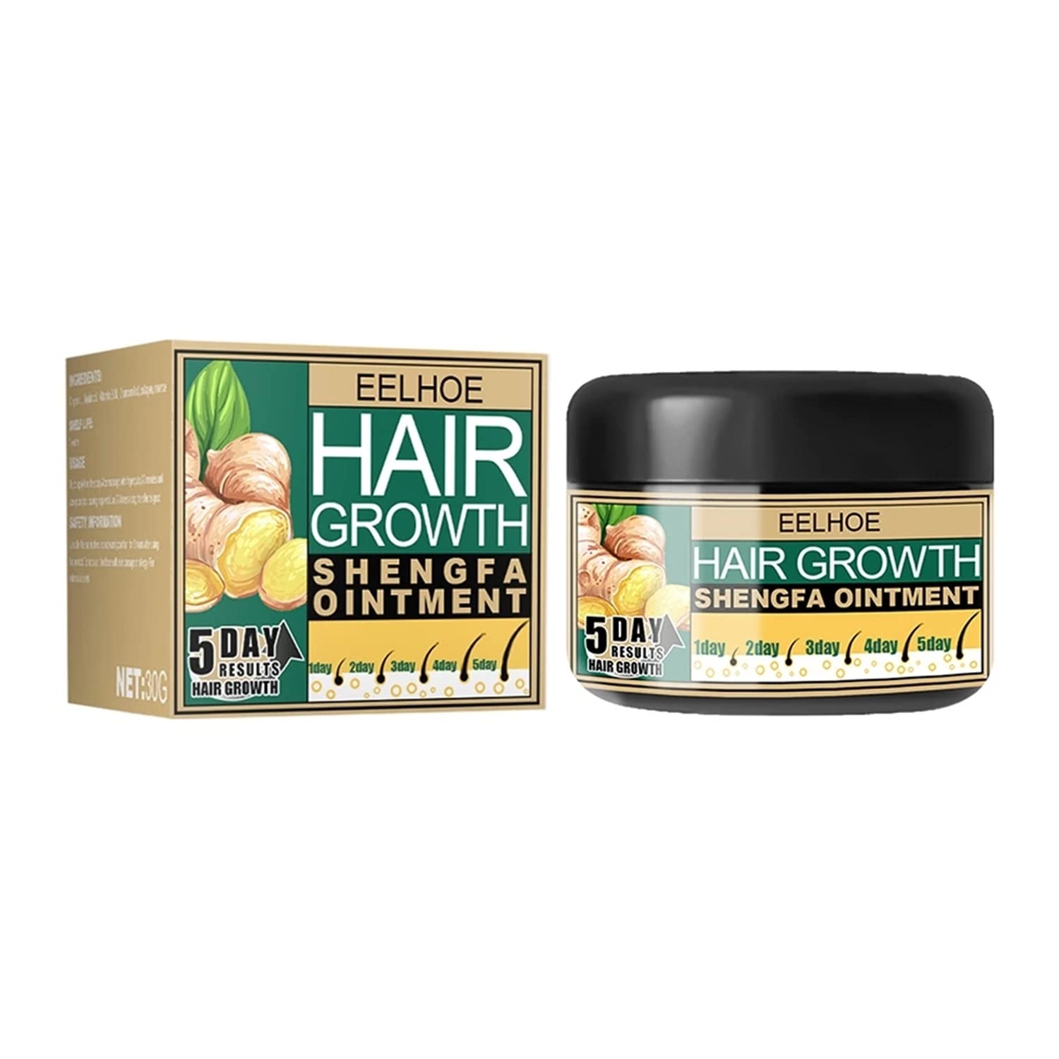Natural Ginger Hair Growth Cream for Men & Women - Anti Hair Loss Treatment, Follicle Stimulating Serum, Hair Regrowth Conditioner 30g/1oz - Promotes Thicker & Healthier Hair for Daily Scalp Care & Styling Prep