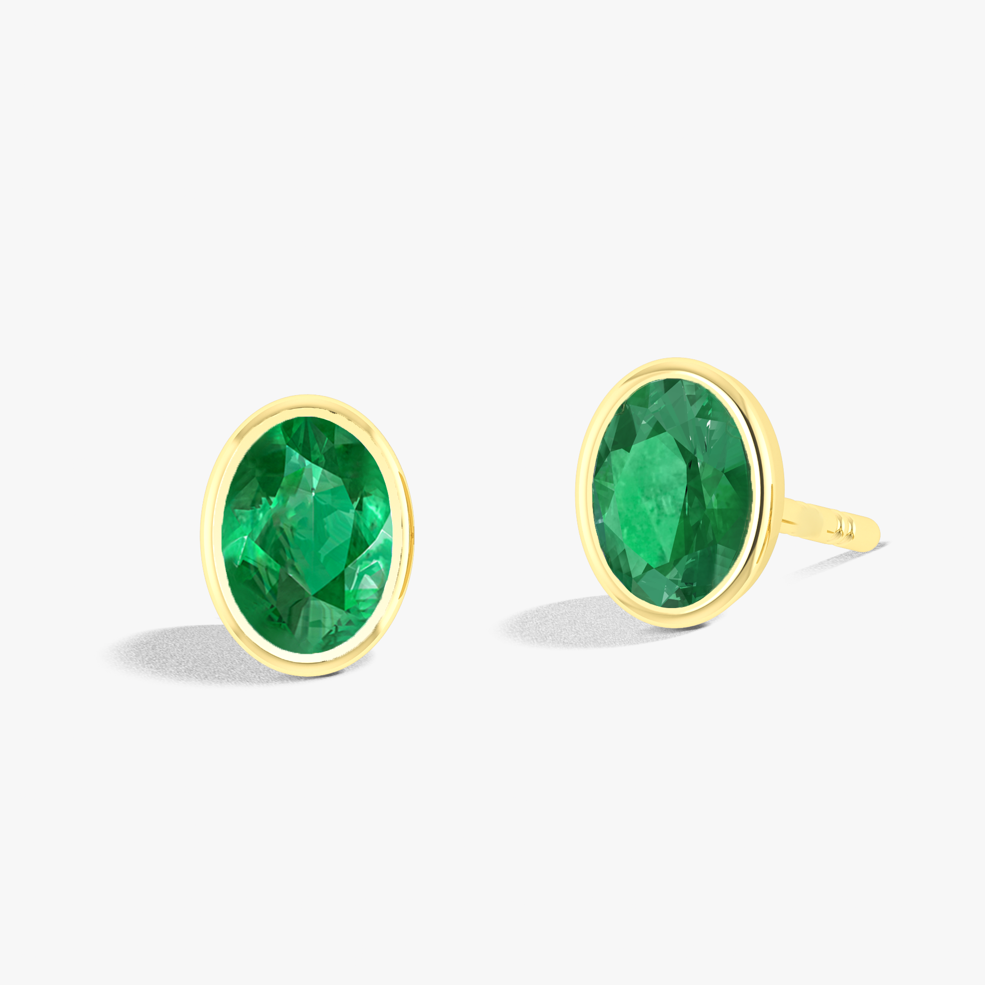 Green Emerald Stone Oval Stud Earrings for Women - 14K Gold Plated Dainty Jewelry Gift for Birthday, Anniversary & Special Occasions