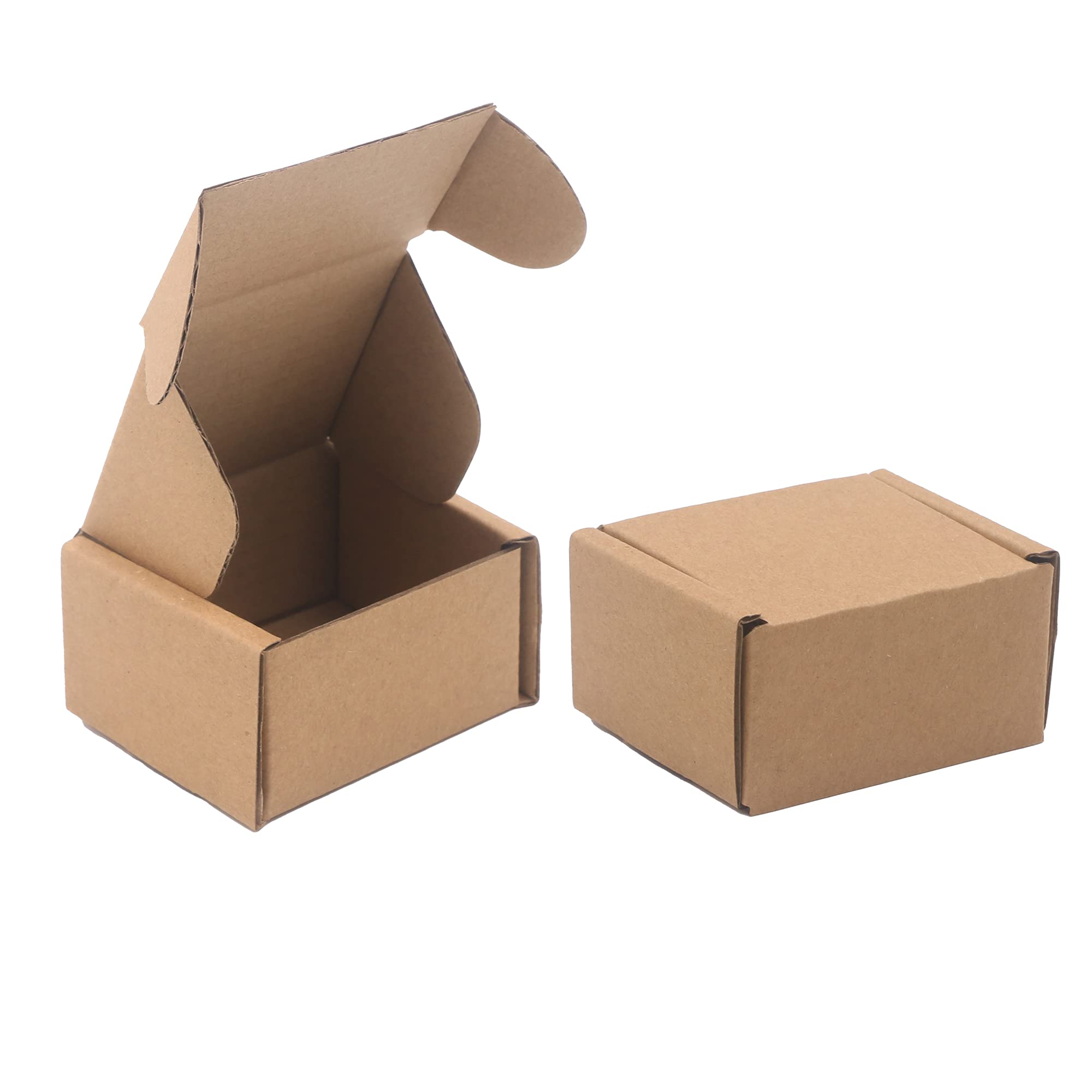 3.1x1.5x2.5 Inch Small Brown Kraft Corrugated Shipping Boxes - 8 Pack Recyclable Crush-Resistant Mailer Boxes for Ecommerce, Jewelry & Small Item Packaging