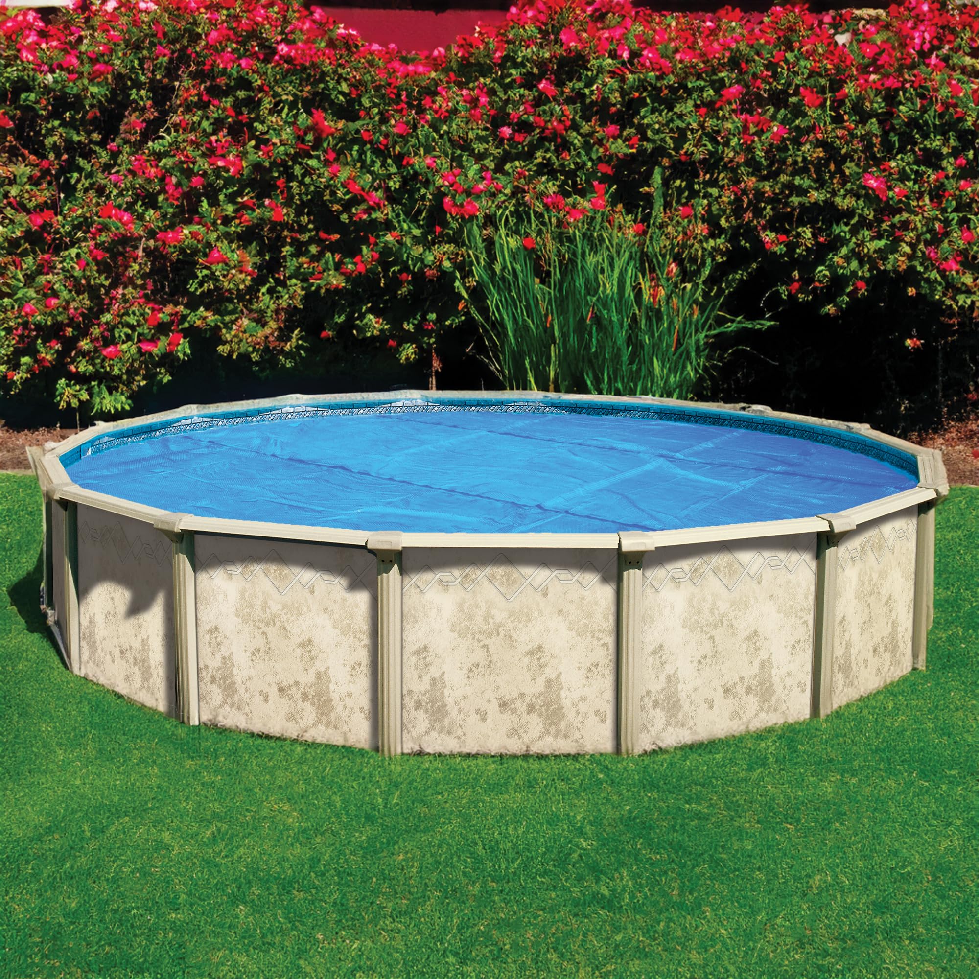 In The Swim 21' Standard Blue Round Solar Pool Cover 8 Mil - Solar Heating for Above Ground & Inground Pools | Energy Efficient Pool Cover for Summer & Winter Use