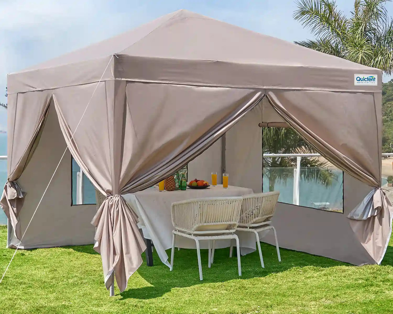 Quictent 10x10 Pop Up Canopy Tent with Sidewalls - Portable Privacy Shelter for Camping, Beach, Picnics & Outdoor Events