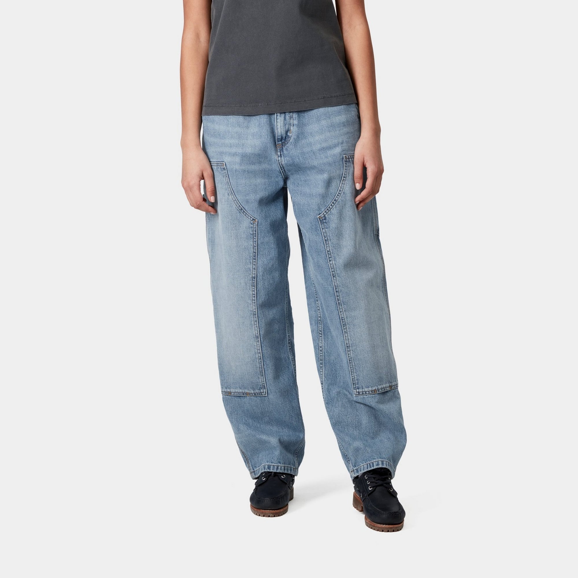 Women's Brandon Double Knee Work Pants - Burst Washed Blue Denim | Durable & Comfortable for Work, Hiking & Outdoor Activities