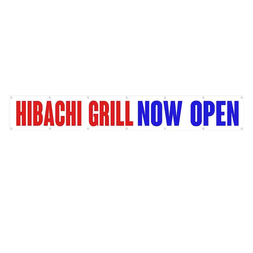Extra Large 13 oz Heavy-Duty Vinyl Hibachi Grill Banner with Metal Grommets - Perfect for Restaurant Grand Openings, Outdoor Events & Japanese BBQ Advertising