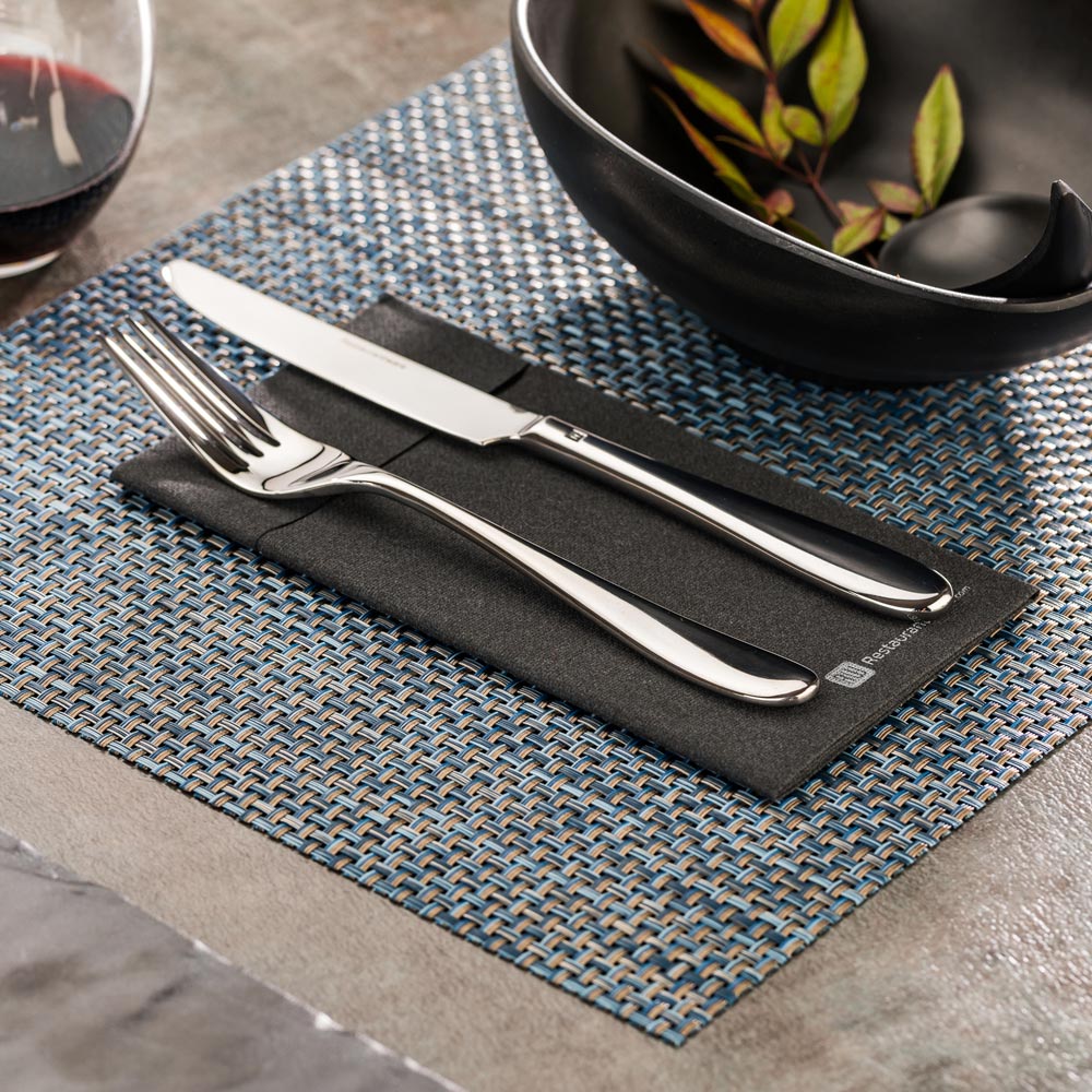 Amalfi Basketweave Baltic Blue Vinyl Woven Placemats - Set of 6 (16