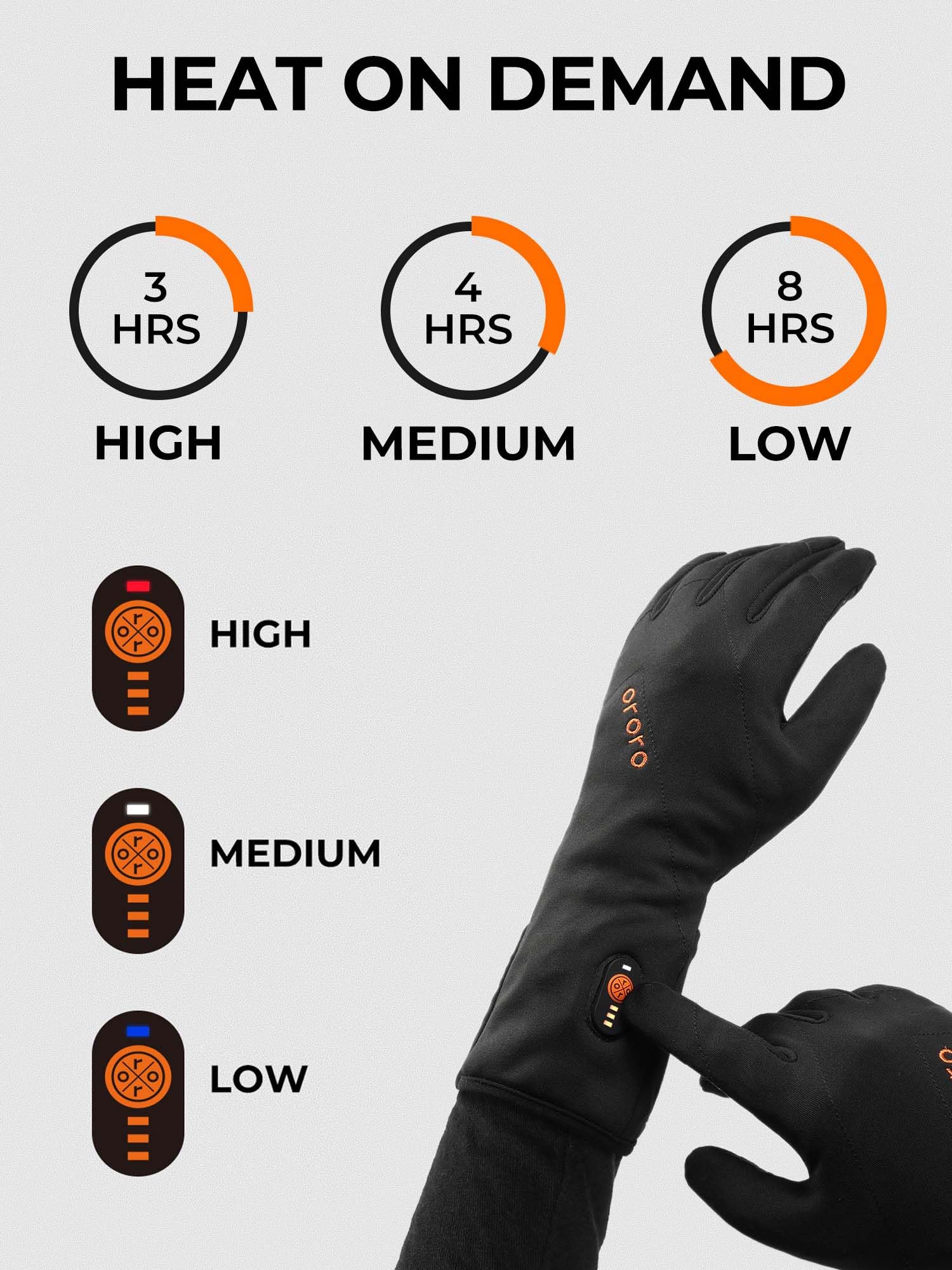 ORORO Heated Gloves Liner for Men & Women - Lightweight Battery Heated Gloves for Skiing, Snowboarding & Winter Sports - USB Rechargeable (Charger Not Included) - Stay Warm in Cold Weather