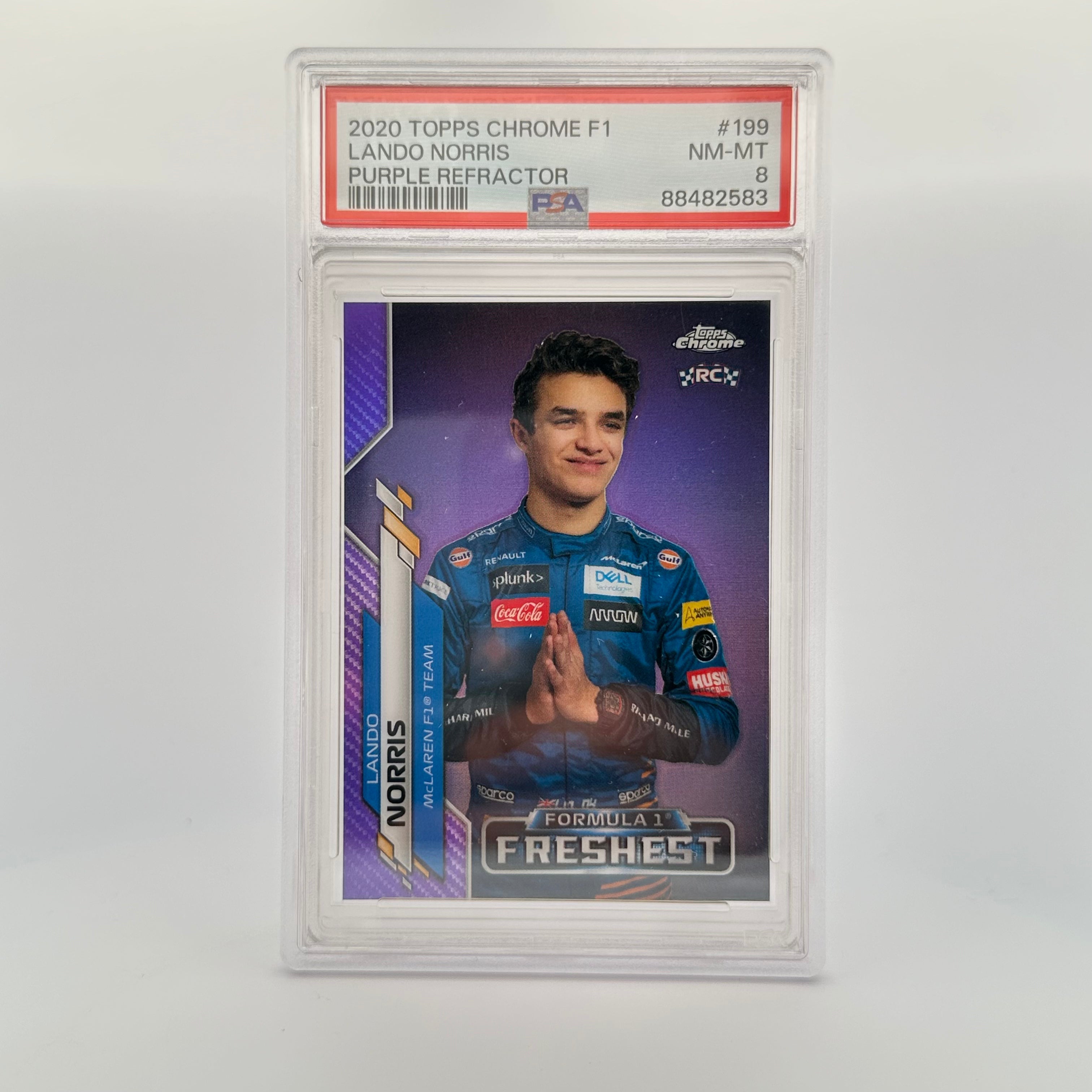 PSA 8 Lando Norris #199 352/399 Purple Refractor Rookie Card - Rare Collectible for F1 Racing Fans & Sports Memorabilia Enthusiasts