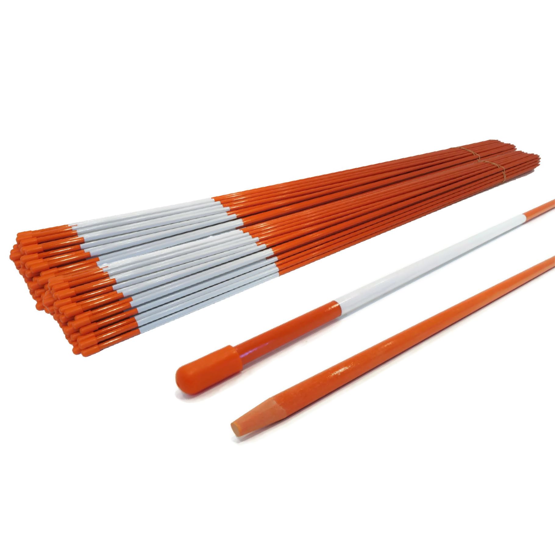 300-Pack 1/4 Inch Orange 48 Inch Reflective Driveway Markers - Heavy Duty Snow Stakes for Snow Plowing, Parking Lots & Walkways | Driveway Safety, Winter Road Visibility & Property Boundary Marking