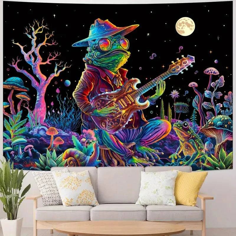 Frog Vibes Official UV Glow Tapestry - Psychedelic Wall Art Decor for Bedroom, Dorm & Party (Blacklight Reactive)