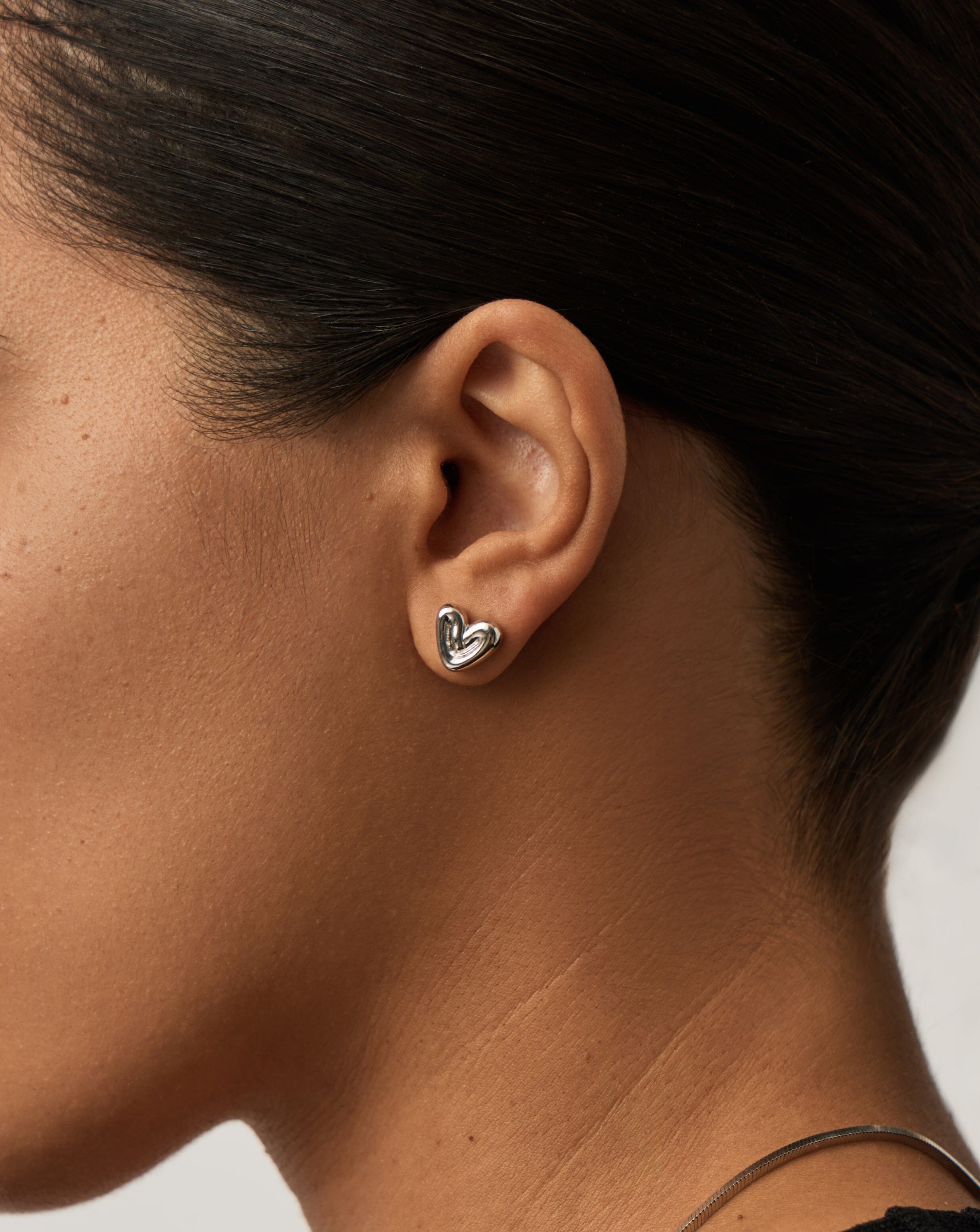 Puffy Heart Mini Stud Earrings for Women - 925 Sterling Silver Hypoallergenic Jewelry - Perfect for Valentine's Day, Anniversary & Everyday Wear