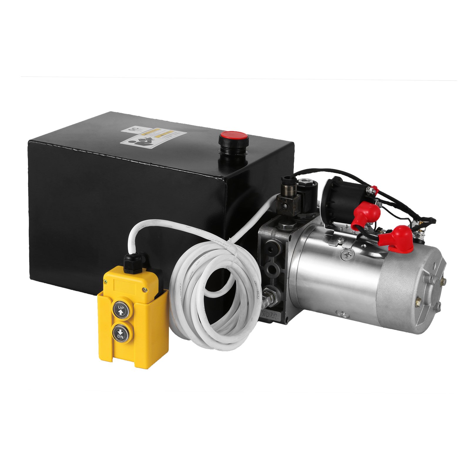 12V Hydraulic Power Unit - Mophorn 12 Quart Single Acting Hydraulic Pump with Steel Reservoir for Dump Trailers, Truck Lifts & Car Hoists | Heavy Duty Hydraulic System for Automotive, Construction & Farm Equipment Maintenance