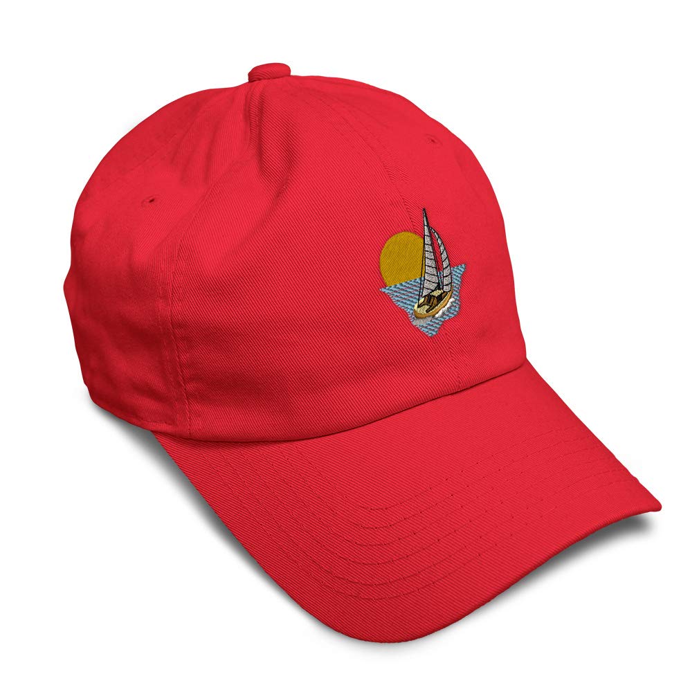Speedy Pros Soft Cotton Twill Baseball Cap - Sailboat Embroidery Design for Men & Women - Adjustable Dad Hat for Outdoor Activities, Boating, and Casual Wear