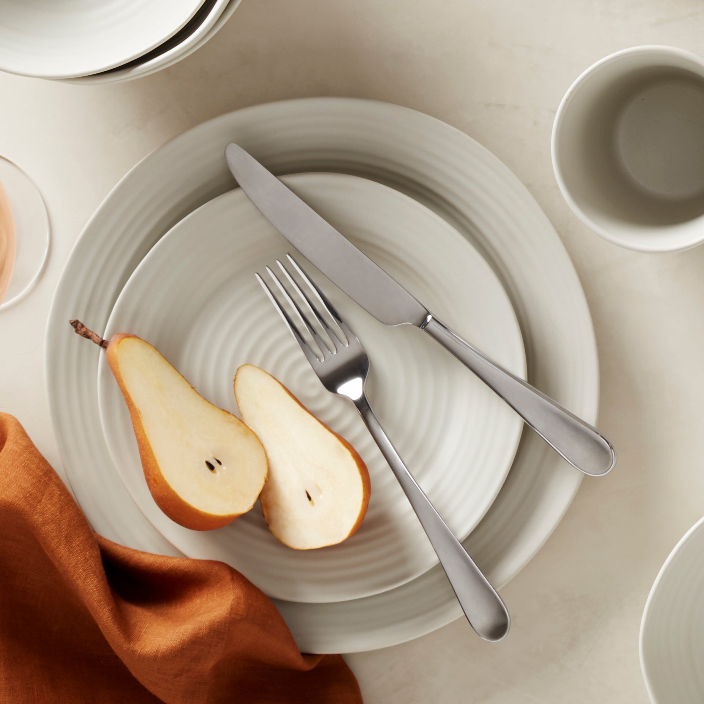Premium Ridge White 12-Piece Dinnerware Set - Porcelain Plates, Bowls & Mugs - Elegant Dinnerware for Family Meals, Dinner Parties & Restaurant Use