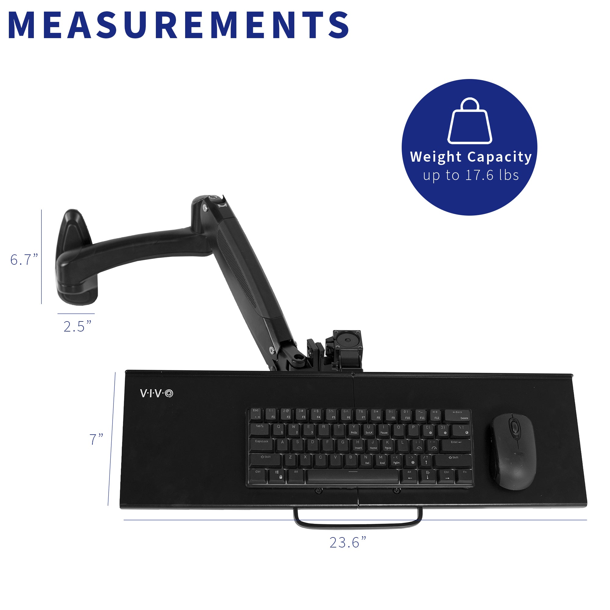 Wall Mounted Keyboard Tray - Adjustable Ergonomic Under Desk Keyboard Holder for Office & Home Workspace - Space Saving Computer Accessory for Standing Desk Setup