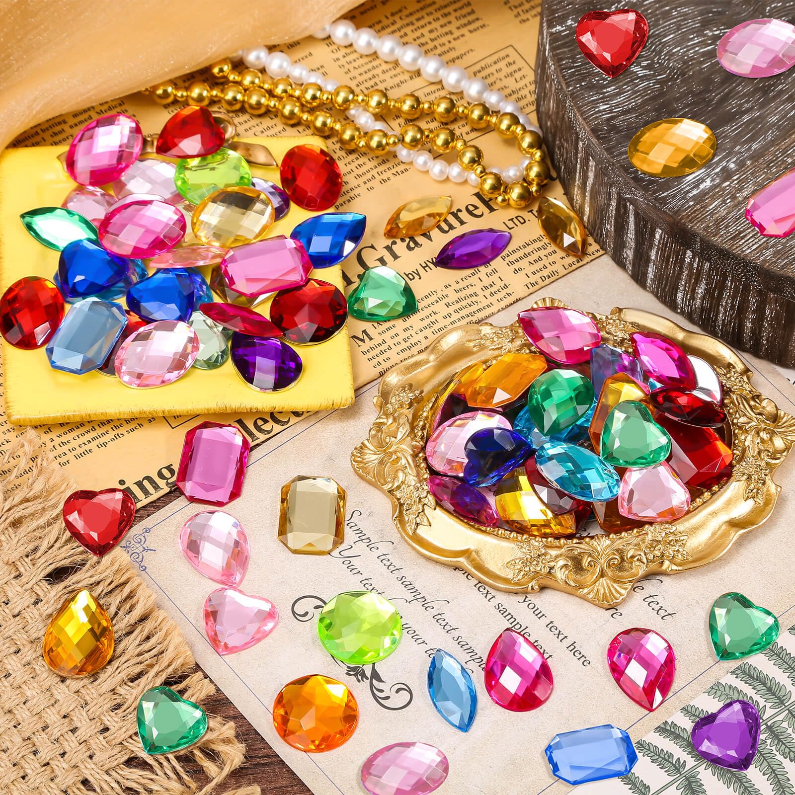 anezus 120PCS Craft Jumbo Jewels - Large Flat Back Rhinestones with 2 Pack B7000 Jewelry Glue - Fake Gemstones for DIY Clothing, Pirate Costumes, Fabric Decorations, Wedding Invitations & Nail Art