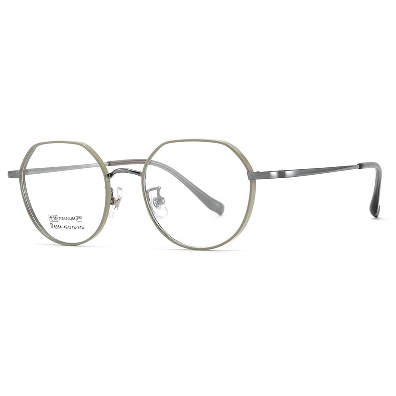 Bclear Unisex Full Rim Small Flat Top Round Titanium Eyeglasses 6954 - Lightweight & Durable Frame for Men & Women - Perfect for Reading, Work, and Everyday Use