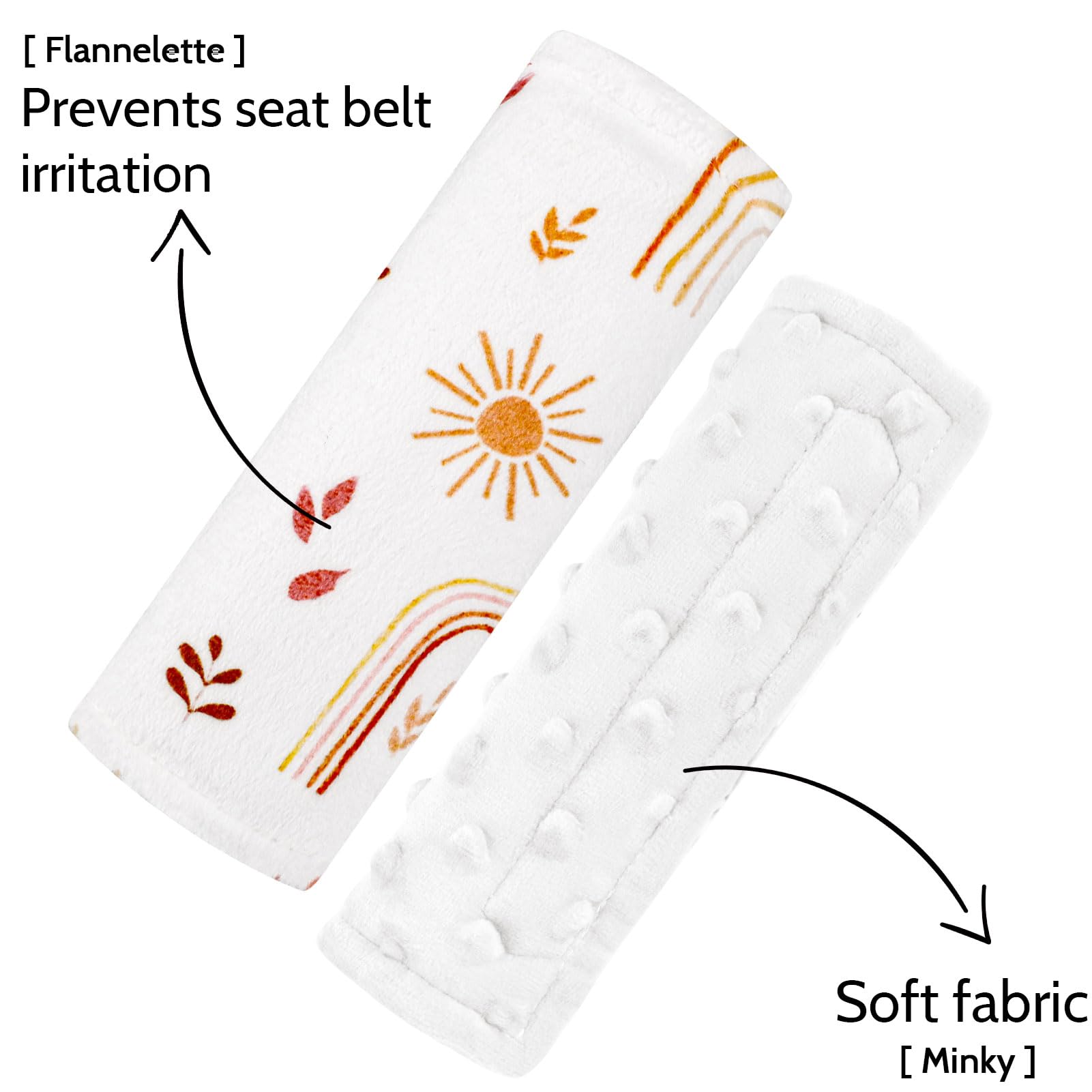 Soft Baby Car Seat Strap Pads & Shoulder Covers for Girls - Comfortable Car Seat Straps Protector for Kids, Toddlers & Infants - Rainbow Design - Perfect for Baby Car Seats, Pushchairs, Strollers & Travel Accessories - Ideal for Long Road Trips, Daily Commutes & Family Outings