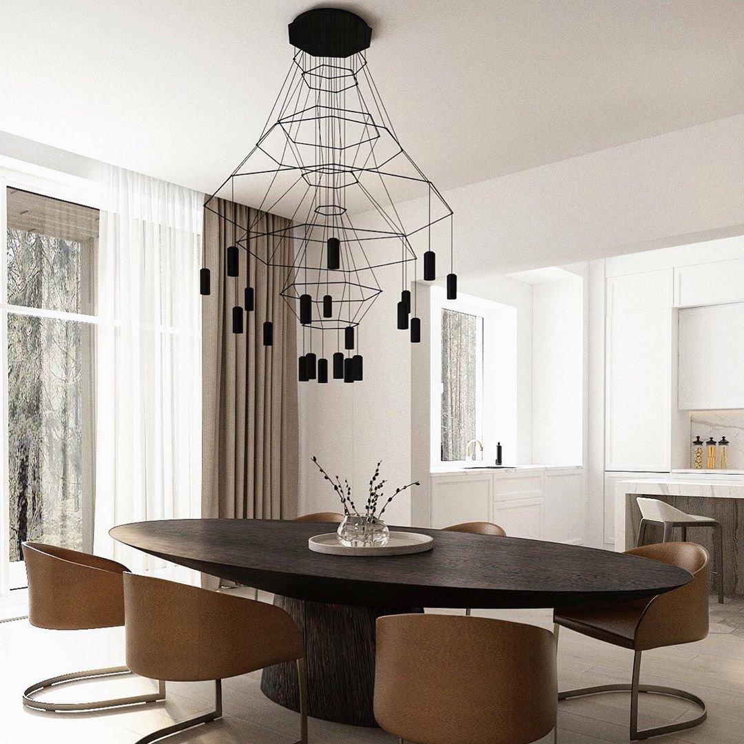 Elegant Crystal Lines Chandelier - Modern Ceiling Light Fixture for Dining Room, Living Room & Bedroom | Perfect for Home Decor & Wedding Venues