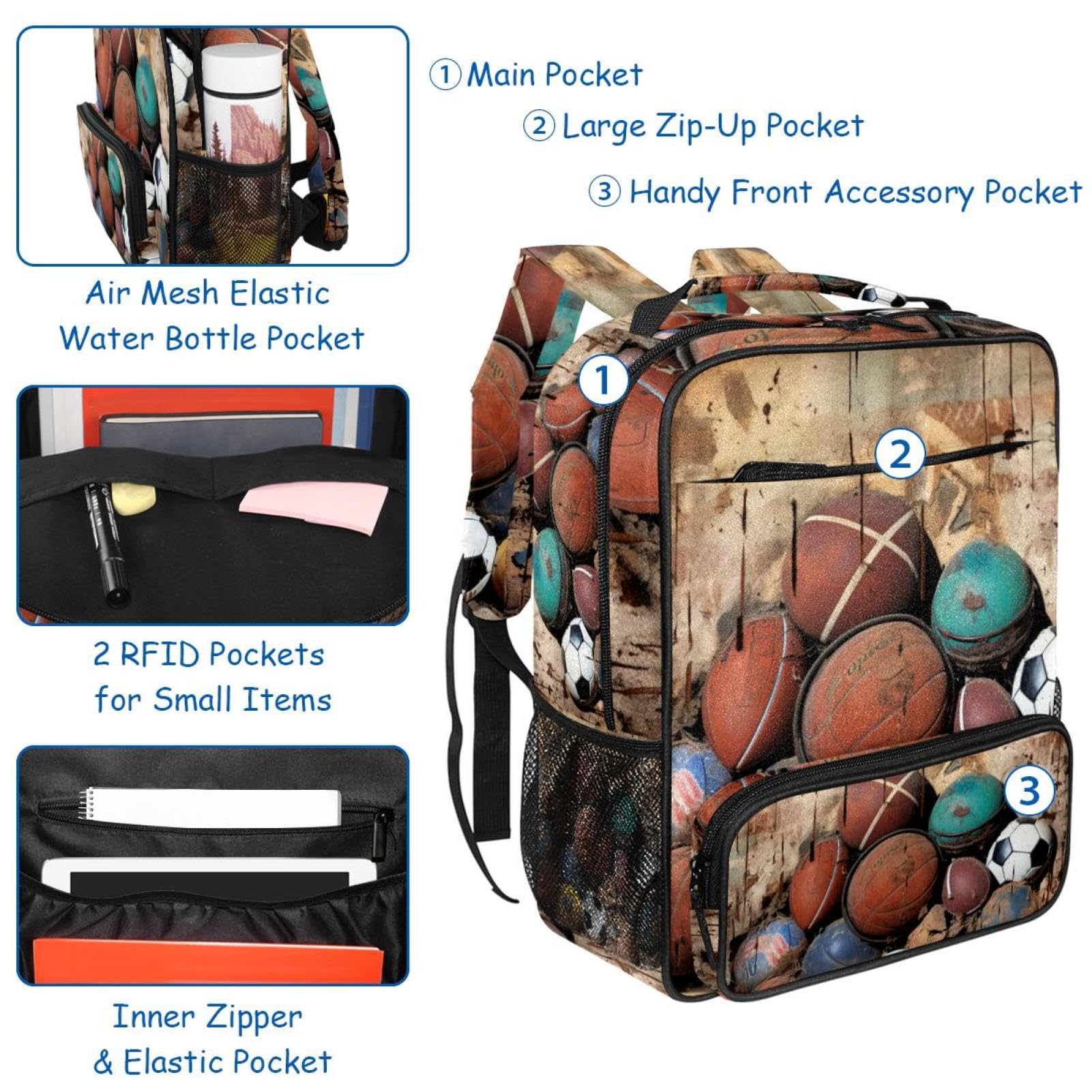 Lightweight Travel Backpack for Women & Men - Waterproof Hiking Backpack for Sports (Basketball, Football, Baseball) - Perfect for Gym, School & Outdoor Adventures
