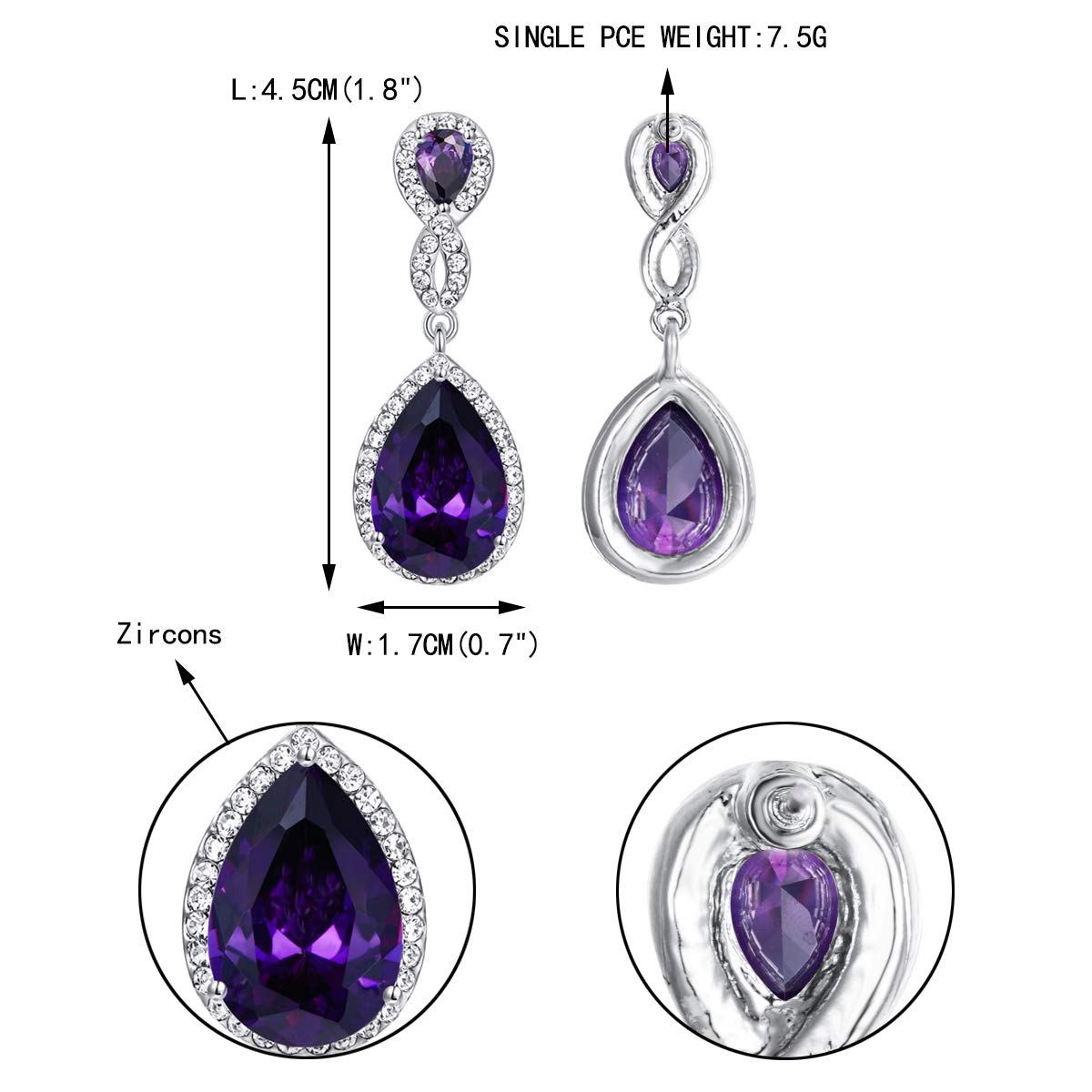 EVER FAITH Cubic Zirconia Wedding Earrings for Women - Austrian Crystal Birthstone 8-Shape Infinity Dangle Earrings - Perfect for Brides, Bridal Parties & Anniversary Gifts