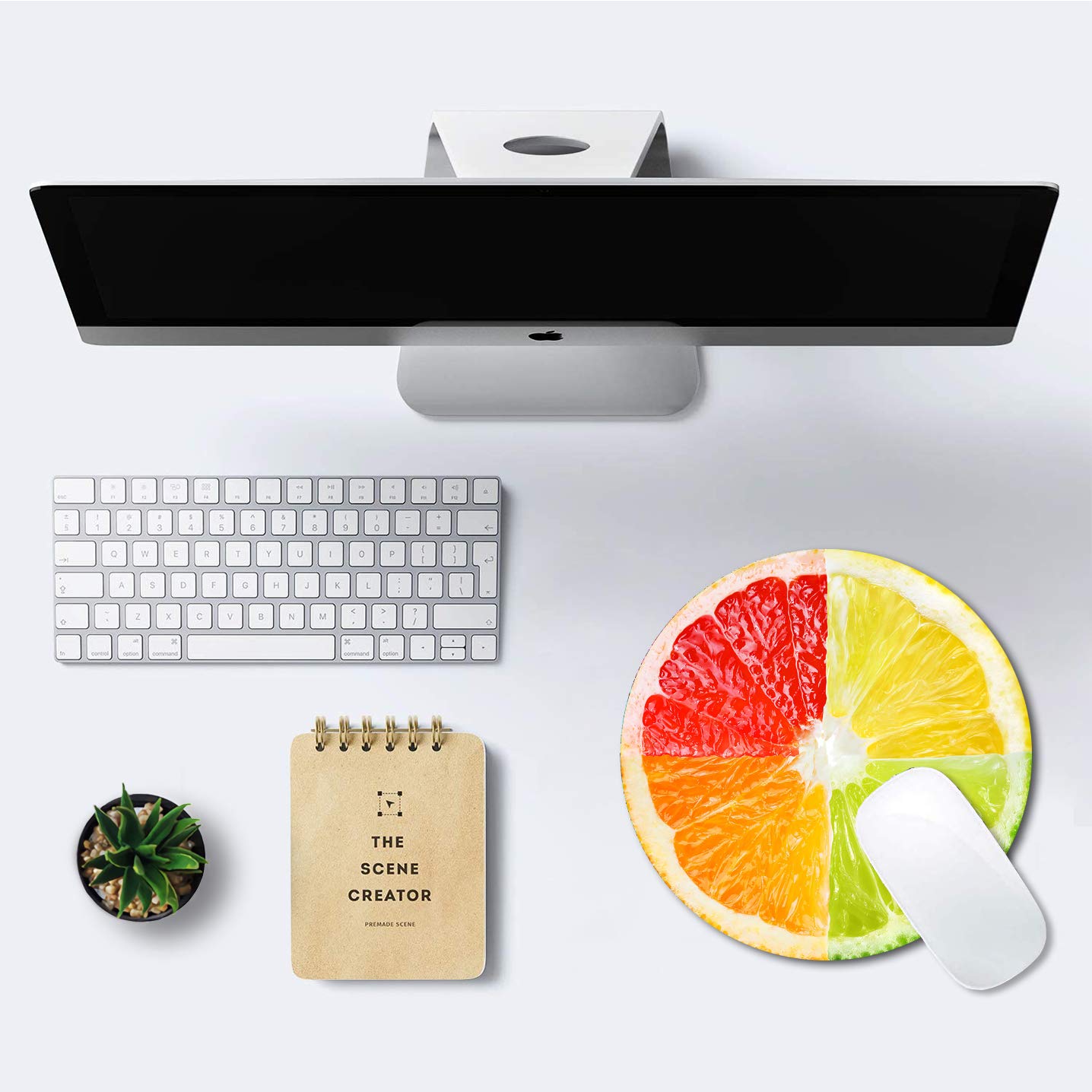 IMAYONDIA Round Lemon Mouse Pad - Tropical Citrus Fruit Design, Non-Slip Rubber Base, 7.9 Inch Cute Desk Mat for Gaming & Office Use | Perfect for Home, Work & Computer Accessories