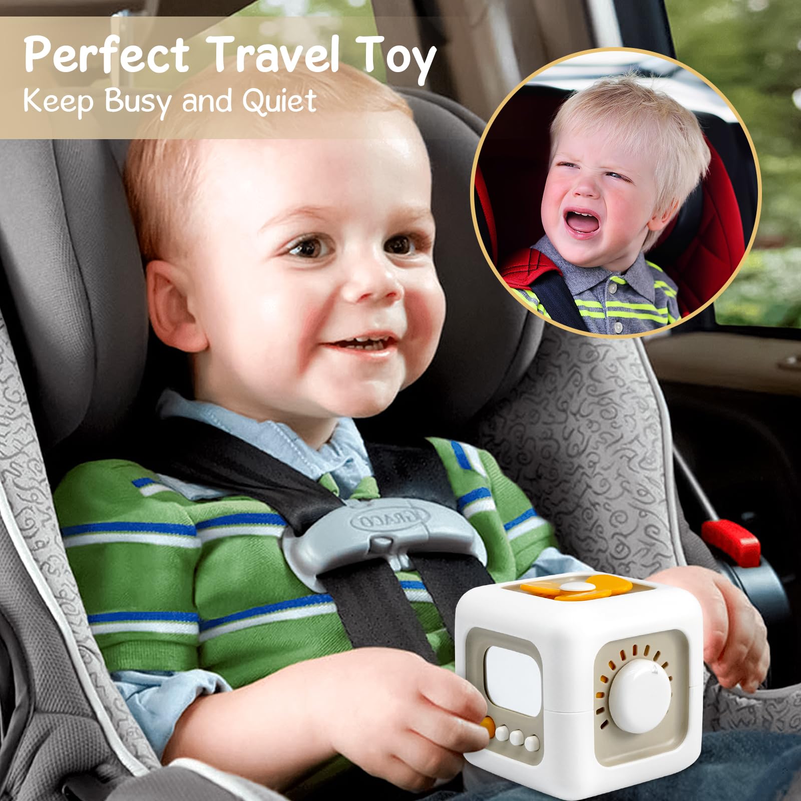 Montessori Toys for 1 Year Old - Sensory Busy Cube Travel Toy for Toddlers 1-3 Years | Educational Learning & Developmental Baby Toys 12-18 Months | First Birthday Gift for Boys & Girls | Perfect for Airplane, Car Rides & Quiet Playtime