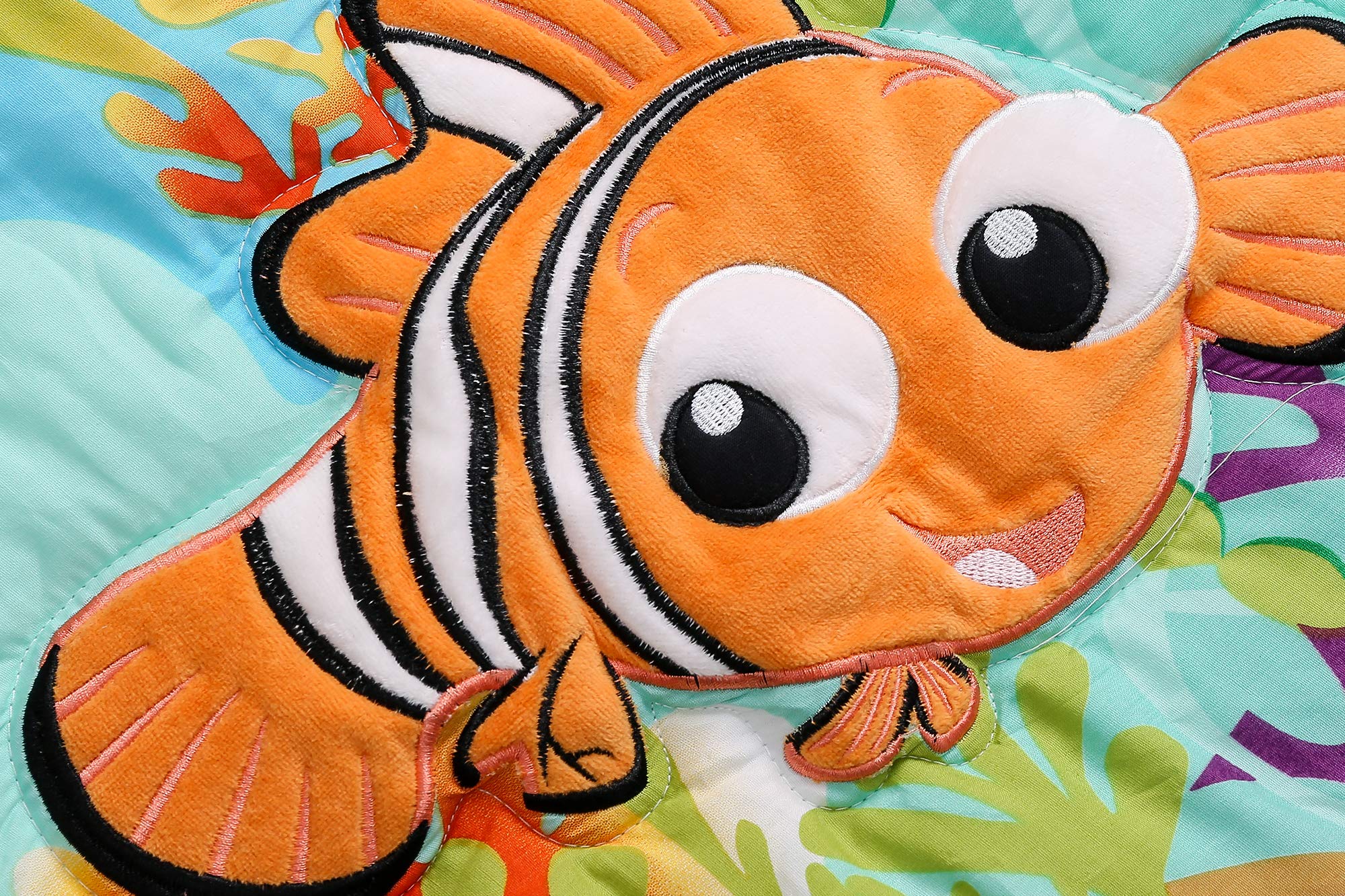 6-Piece Blue Ocean Theme Baby Boy Nursery Crib Bedding Set with Turtle & Clown Fish Embroidery - Includes Quilt, Fitted Sheet, Skirt & 3 Canvas Wall Decor (Blue, Brown, Green, Orange, 28x52 Inches) - Perfect for Coastal Nursery, Underwater Theme Bedroom & Newborn Gift