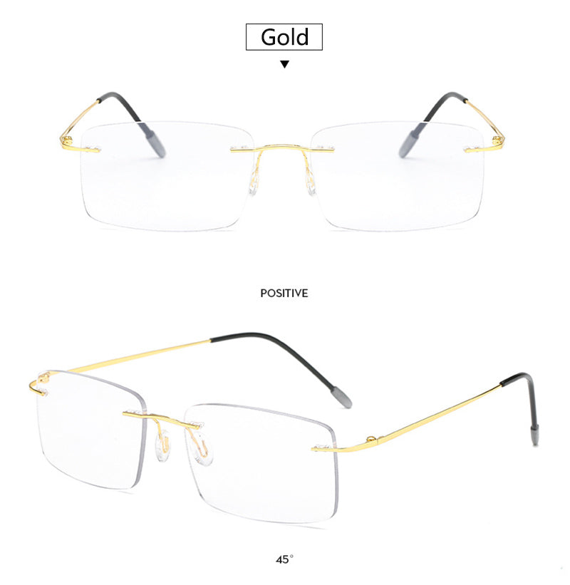 Ultralight Progressive Multifocal Blue Light Blocking Prescription Reading Glasses - Rimless Eyewear for Computer Work, Reading & Daily Use