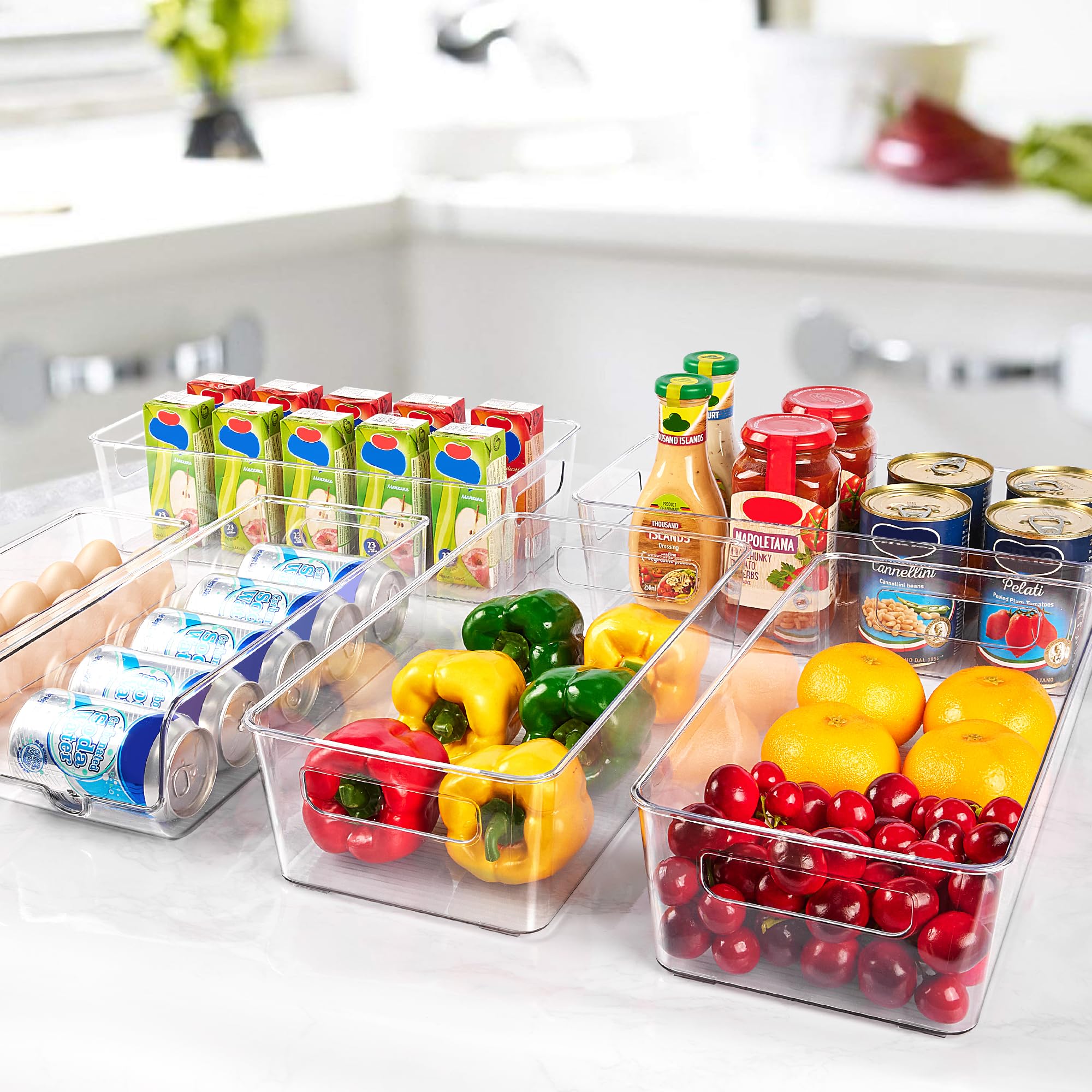 Vtopmart 8-Pack Clear Refrigerator Organizer Bins with Handles - BPA-Free Kitchen Storage Containers for Fridge, Freezer, Cabinet & Pantry - Perfect for Meal Prep, Grocery Organization and Space Saving