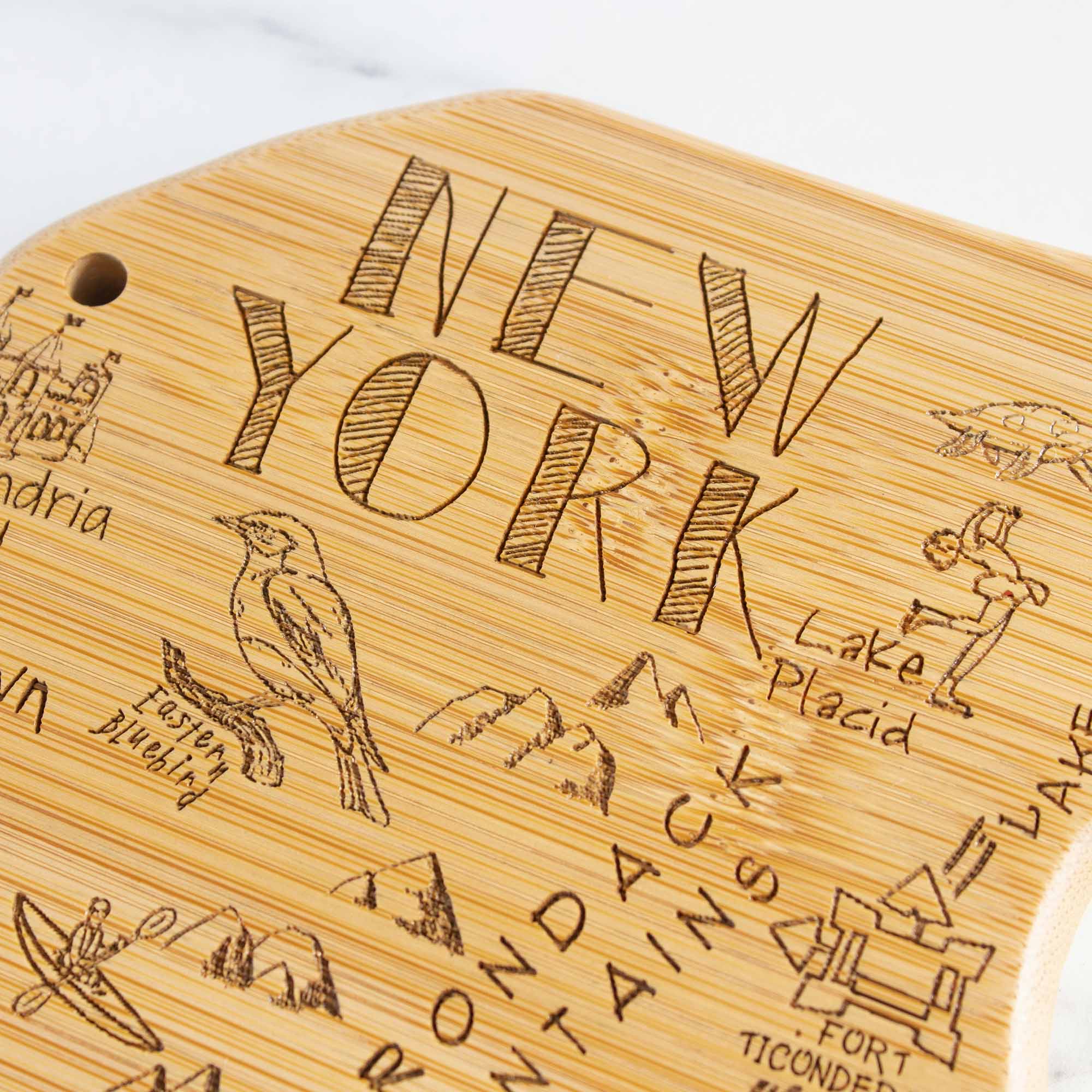 Premium New York Skyline Engraved Wooden Cutting Board - 13.25