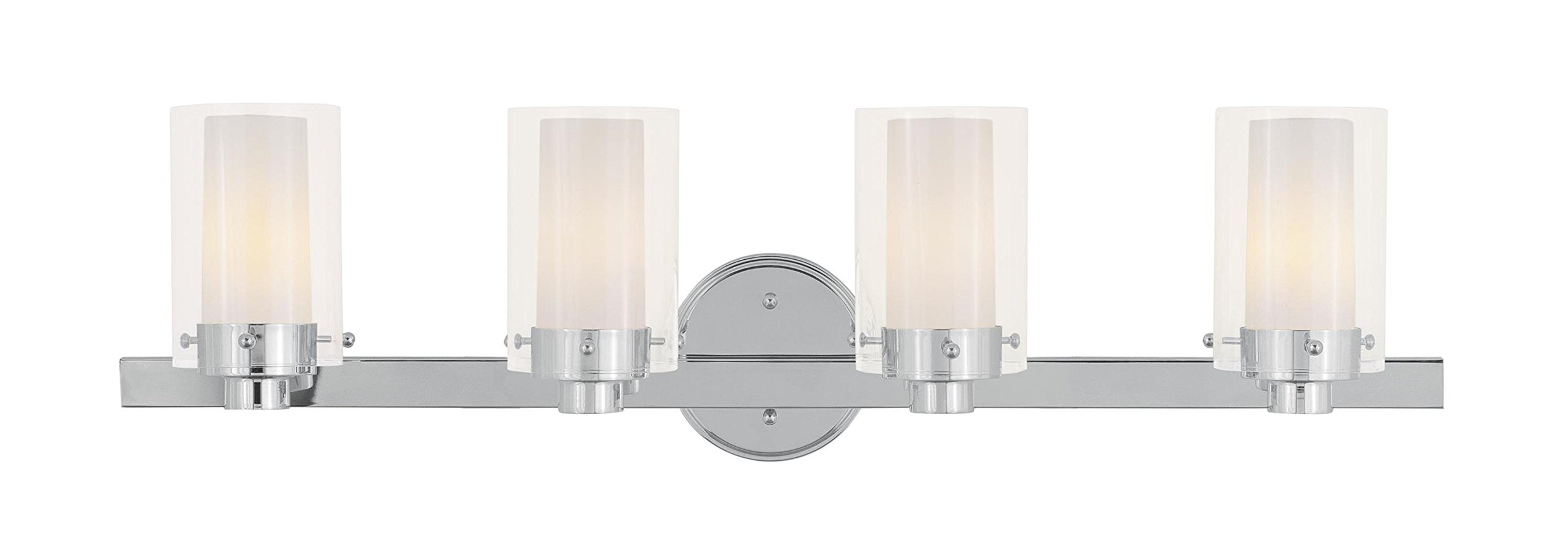 Livex Lighting 1544-05 Manhattan 4-Light Bathroom Vanity Light Fixture in Chrome Finish - Perfect for Modern Bathrooms, Powder Rooms & Spa Retreats