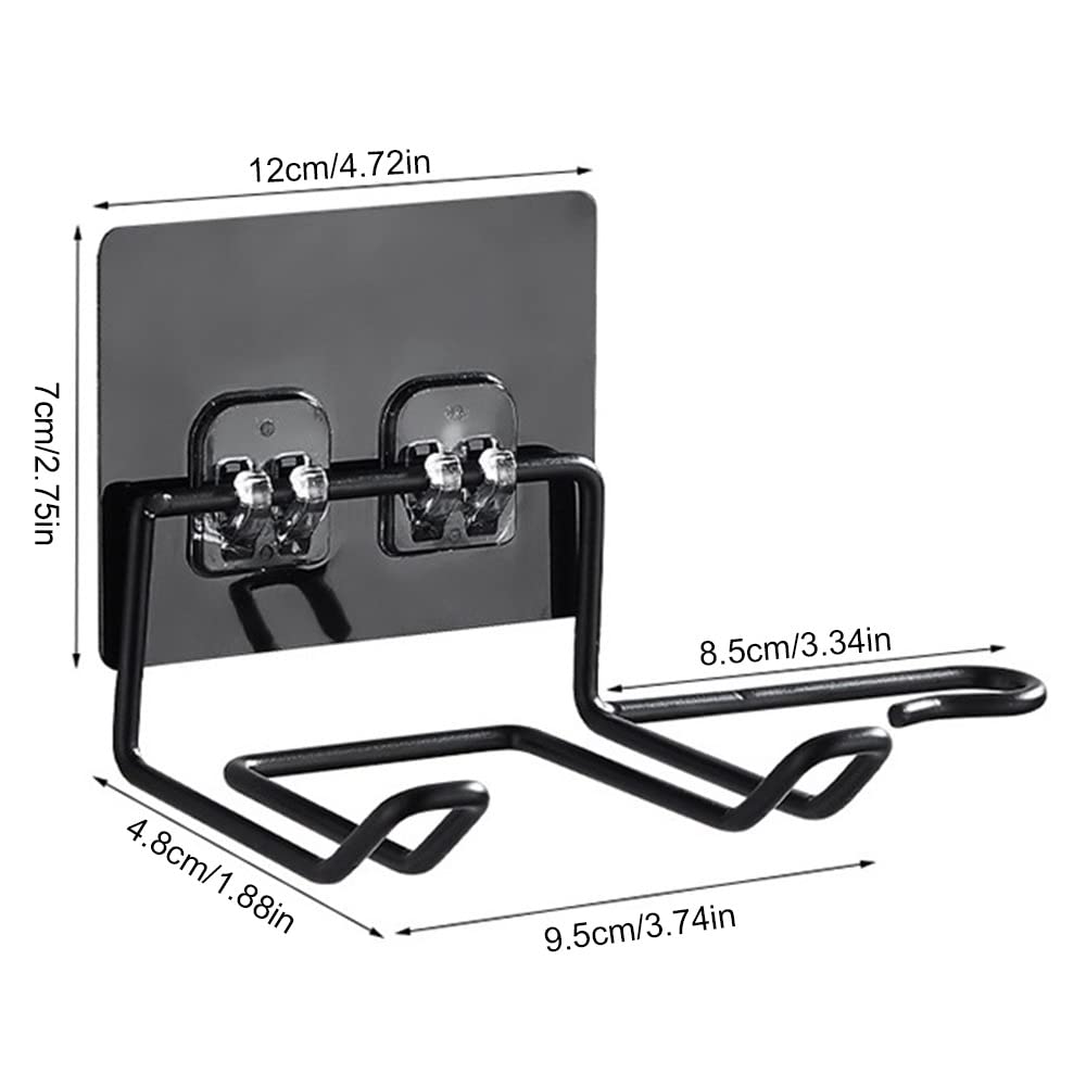 VIHAX Wall Mounted Hair Dryer Holder - No Drill Adhesive Shelf for Bathroom, Kitchen & Bedroom Organization - Black (Perfect for Small Spaces & Clutter-Free Storage)