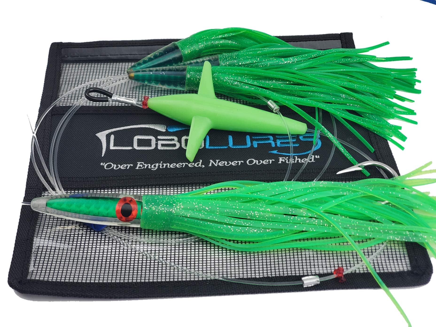 13 Inch Green Machine Style Bullet Tuna Slayer Fishing Daisy Chain with 400lb Leader & 10/0 Hook - Premium Saltwater Trolling Lure for Big Game Fishing (Mahi, Tuna, Marlin)