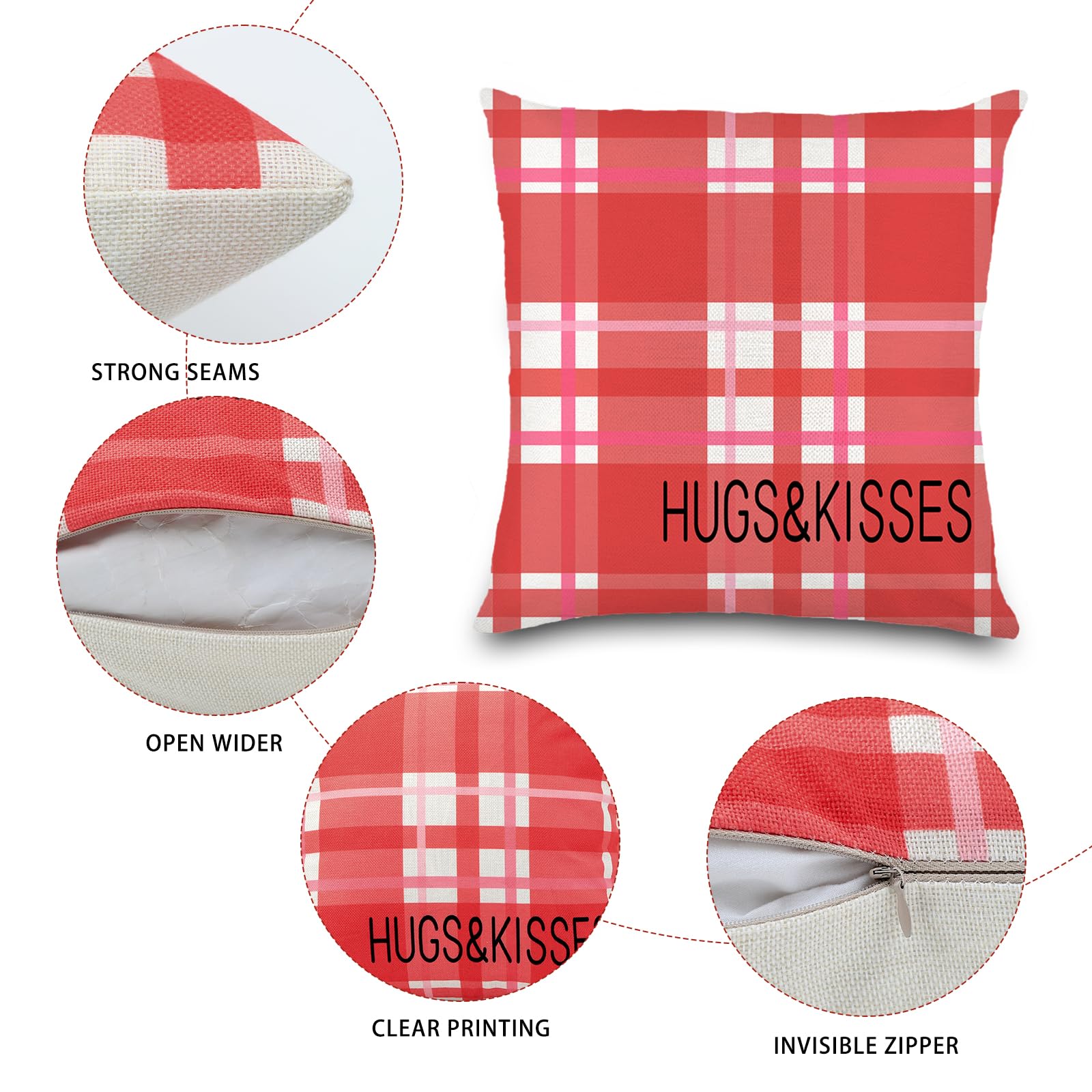 4pcs Valentine's Day Heart Pillow Covers 18x18 Inch - Romantic Love Cushion Cases for Sofa, Couch & Home Decor (Perfect for Valentine's Gifts, Anniversary & Couples Bedroom Decor)