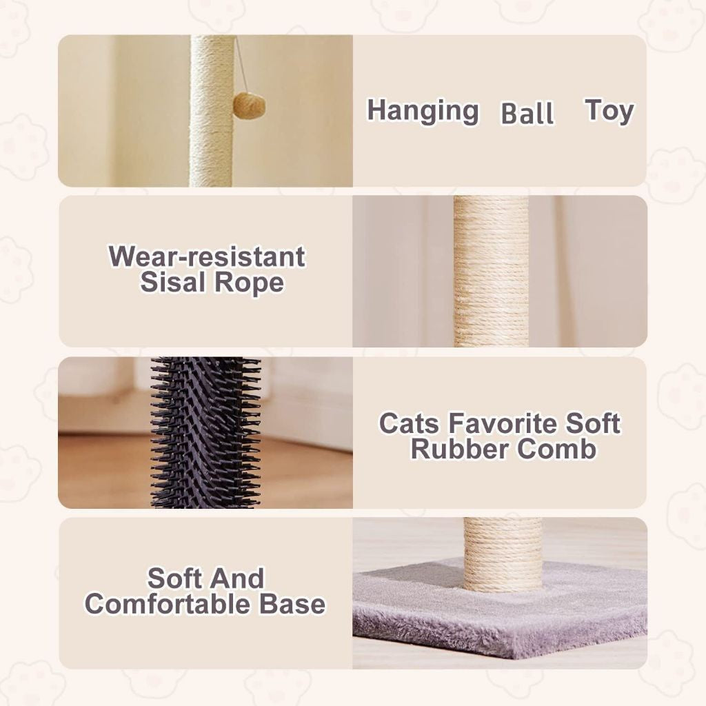 Durable Cat Scratching Post with Sisal Rope & Toy Ball - 60cm/80cm Height for Kittens & Adult Cats | Perfect for Indoor Play, Cat Tree Accessory & Feline Exercise