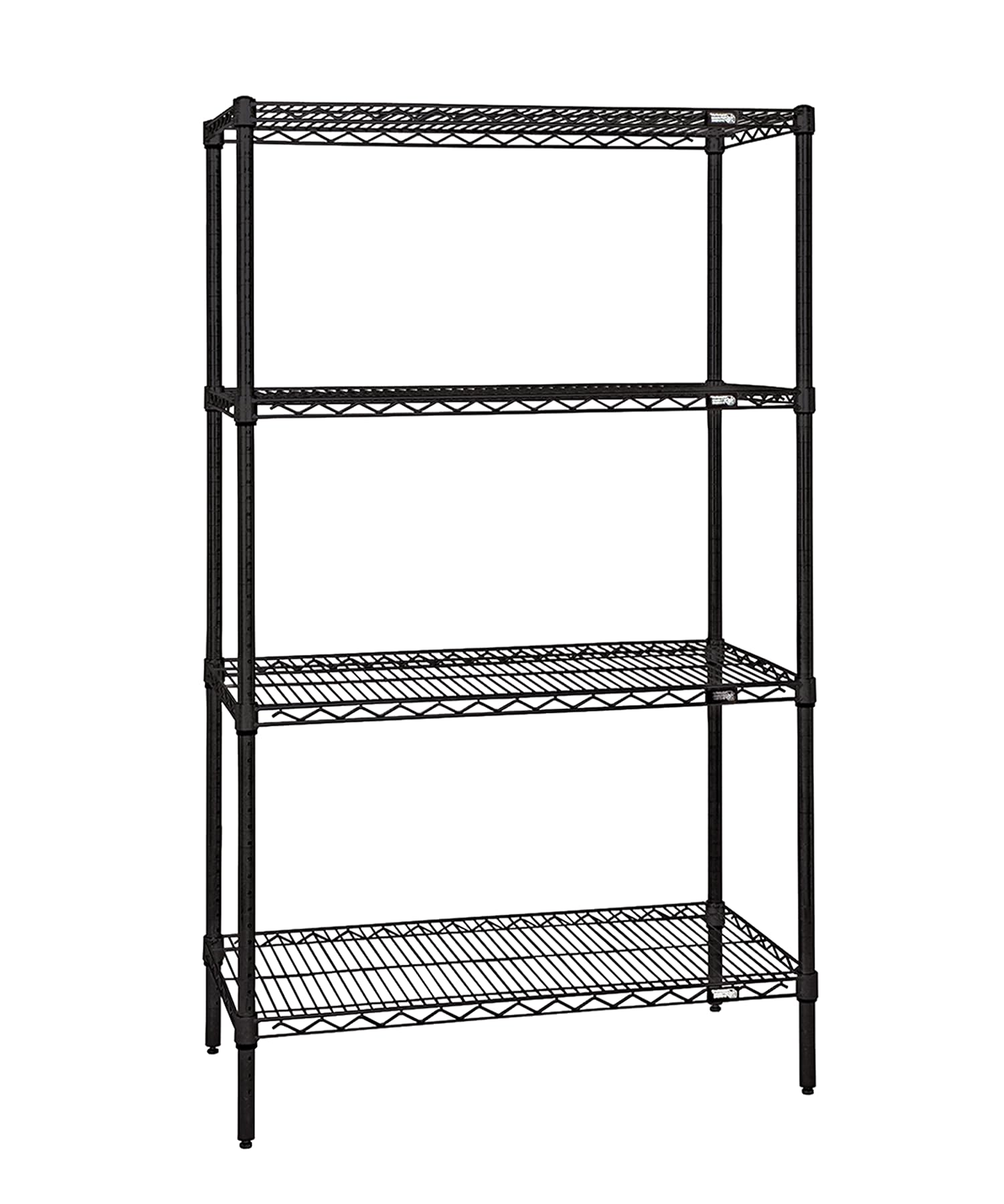 QUANTUM STORAGE SYSTEMS WR86-1260BK Black Epoxy Wire Shelving Starter Kit - 4 Shelves, 86