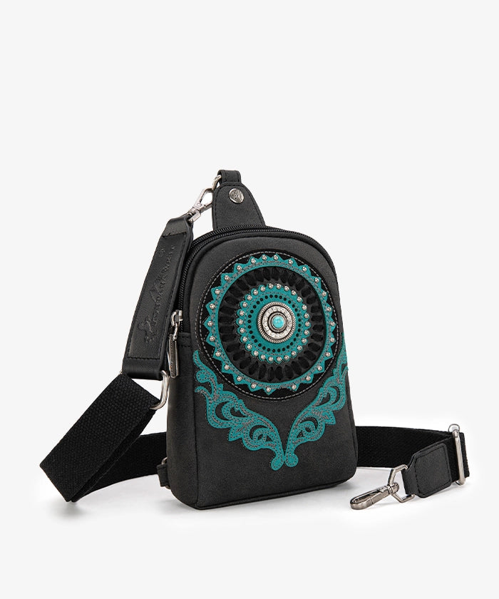 Montana West Concho Cut Out Sling Bag for Women - Stylish Crossbody Purse with Western Design - Perfect for Travel, Shopping & Everyday Use