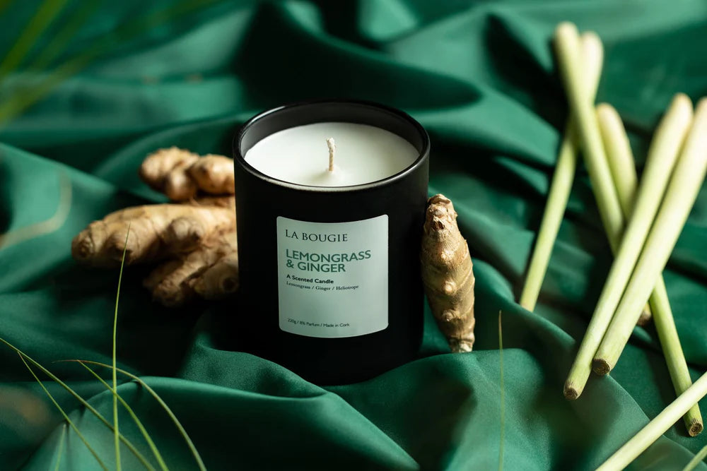 Lemongrass & Ginger Scented Soy Wax Candle - Natural Aromatherapy for Relaxation & Stress Relief - Perfect for Home, Office & Spa