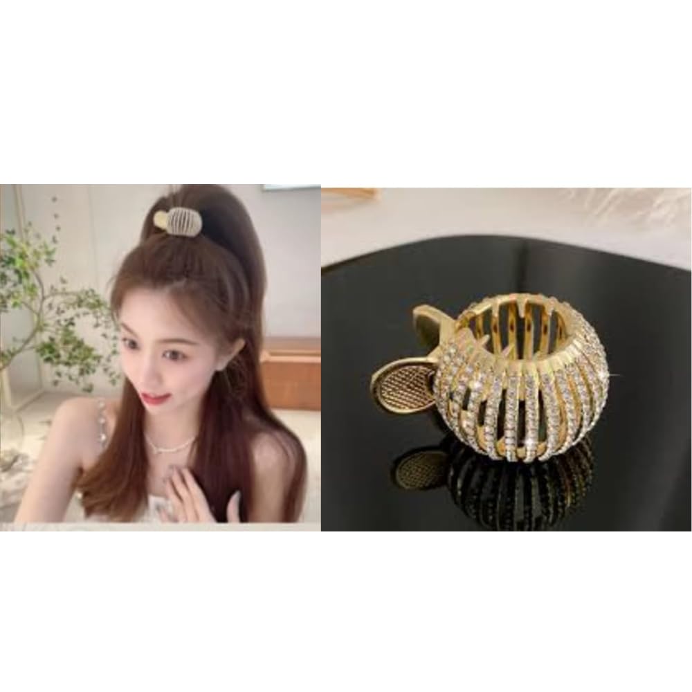 RSJ TRADERS - Rhinestone Ponytail Holder Metal Hair Claw Clip | Women & Girls Hair Accessories for Parties, Weddings & Everyday Style