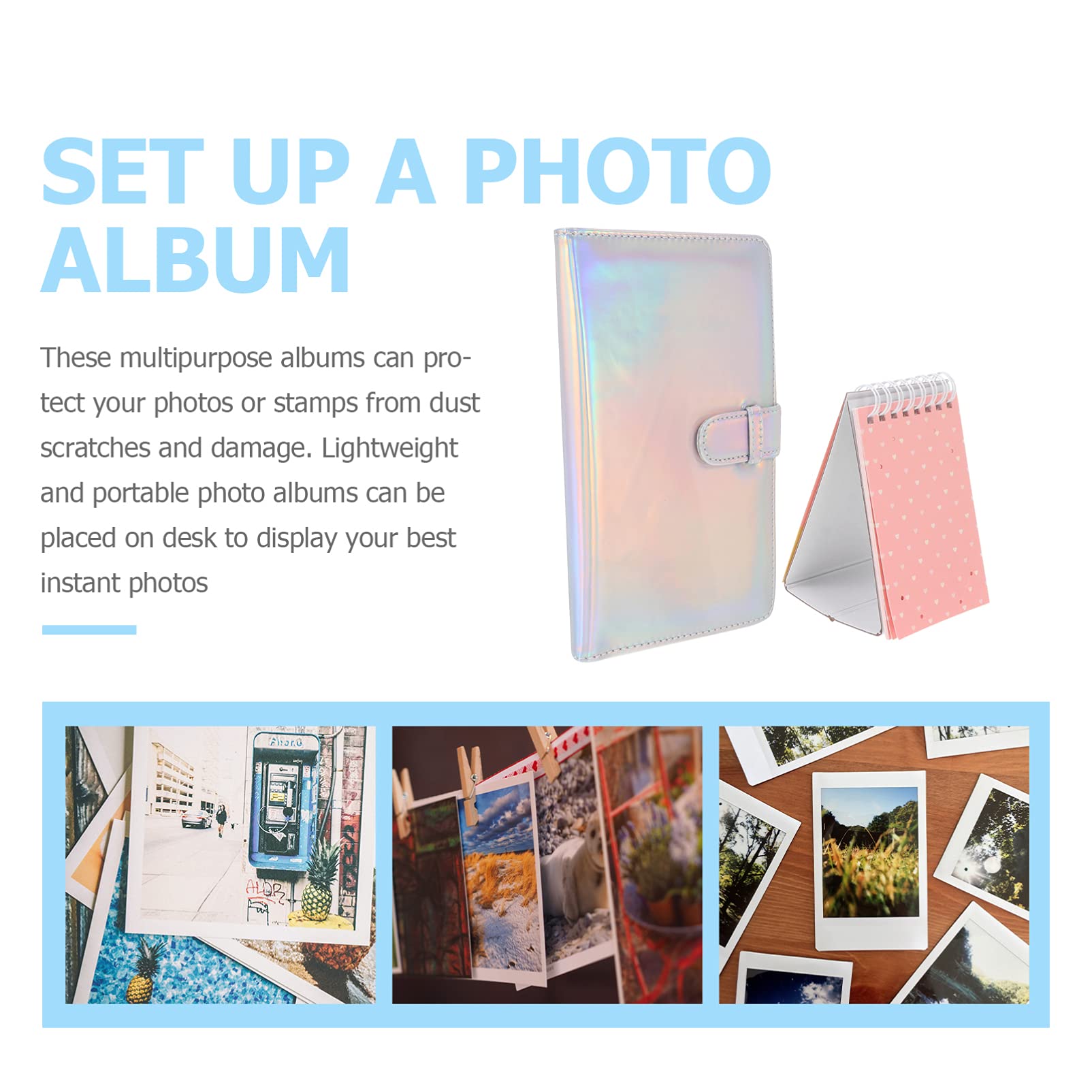 NUOBESTY 6-Pack Mini Photo Albums - 96 Pages Small Rainbow Picture Book for Baby, Wedding & Travel Memories | Compact Plastic Film Wallet & Stamp Holder | Portable Card Storage for Scrapbooking & Gifts