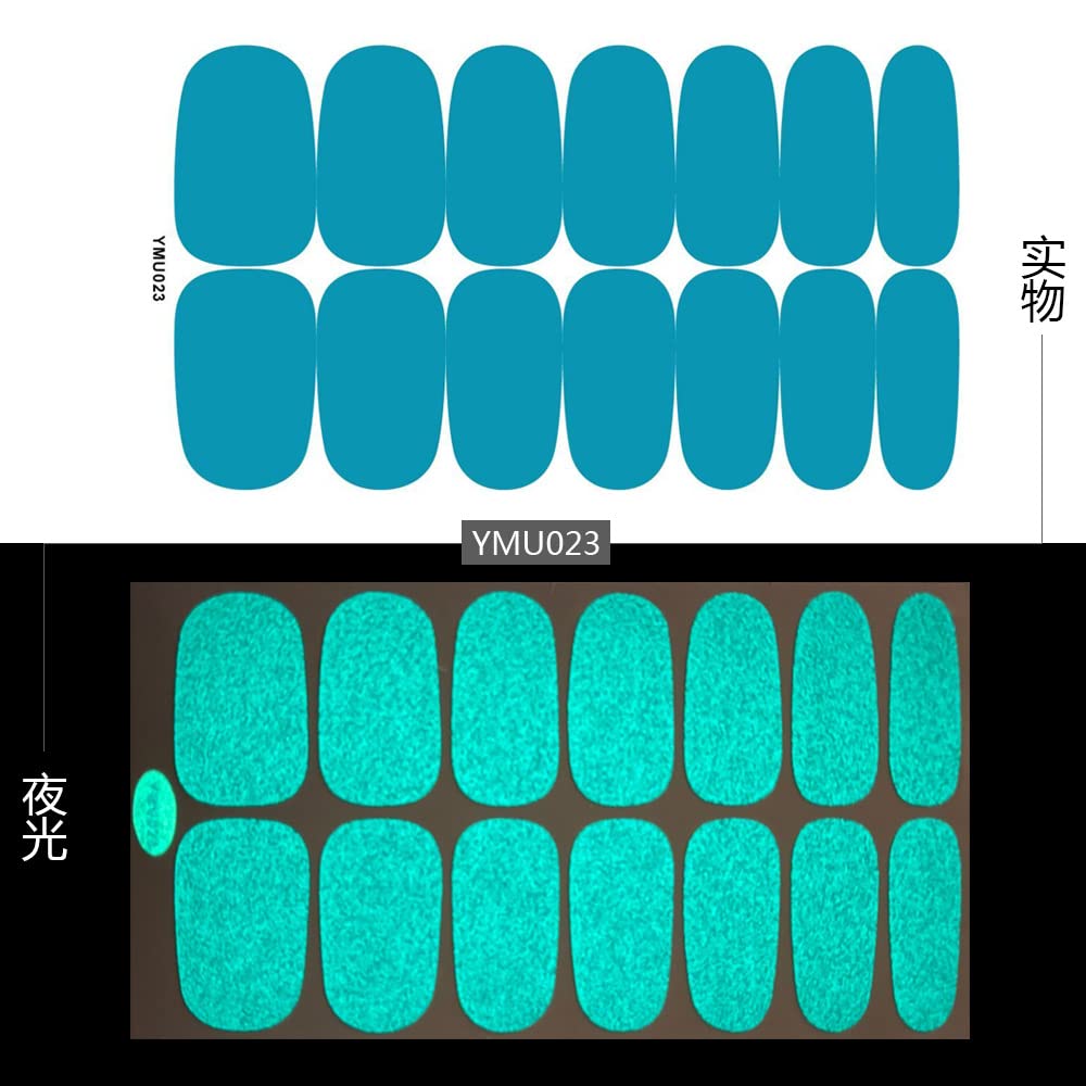 12 Sheets Glow in The Dark Nail Polish Strips - Self-Adhesive Gel Nail Stickers with Nail File, Full Nail Wraps for Women, Perfect for Parties, Night Events & Nail Art Designs