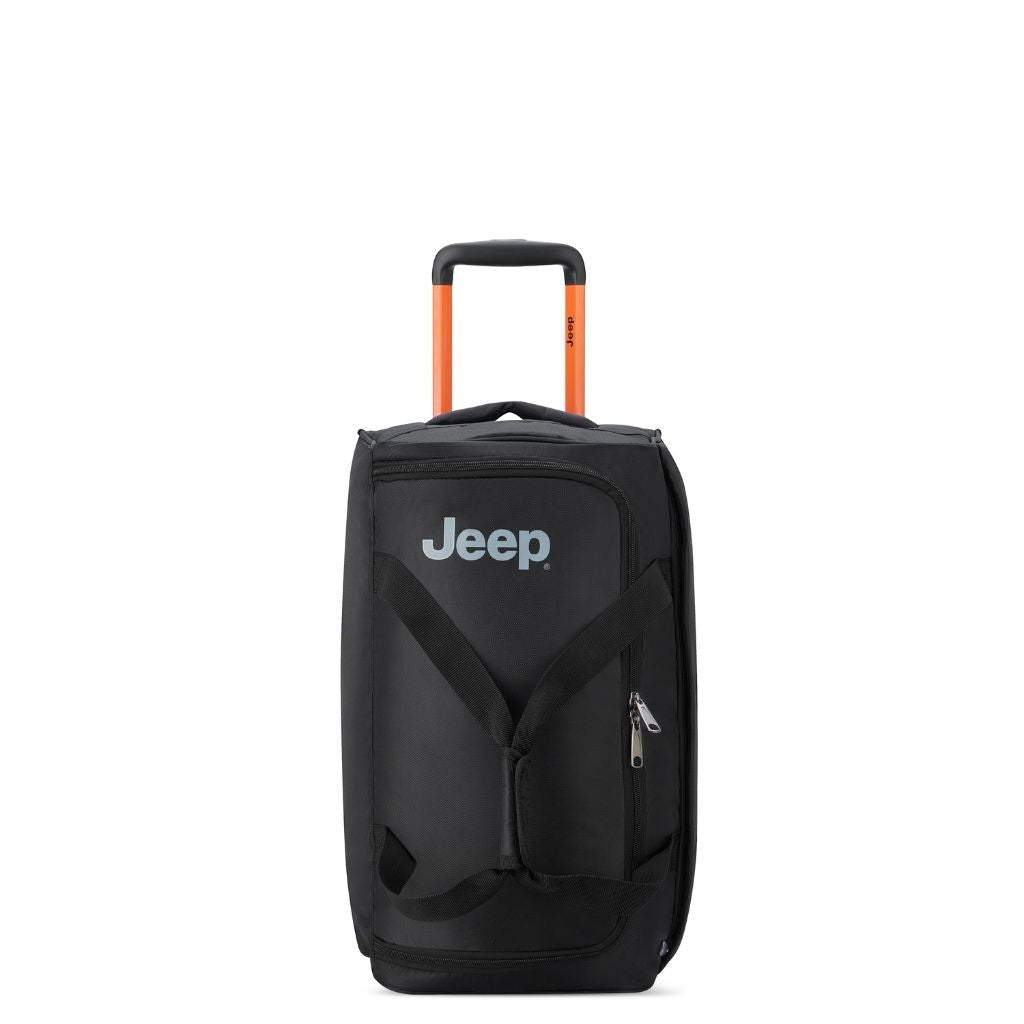 Jeep 55cm Duel Wheel Lightweight Duffle Bag - Black | Water-Resistant Travel Duffel for Gym, Camping & Weekend Getaways