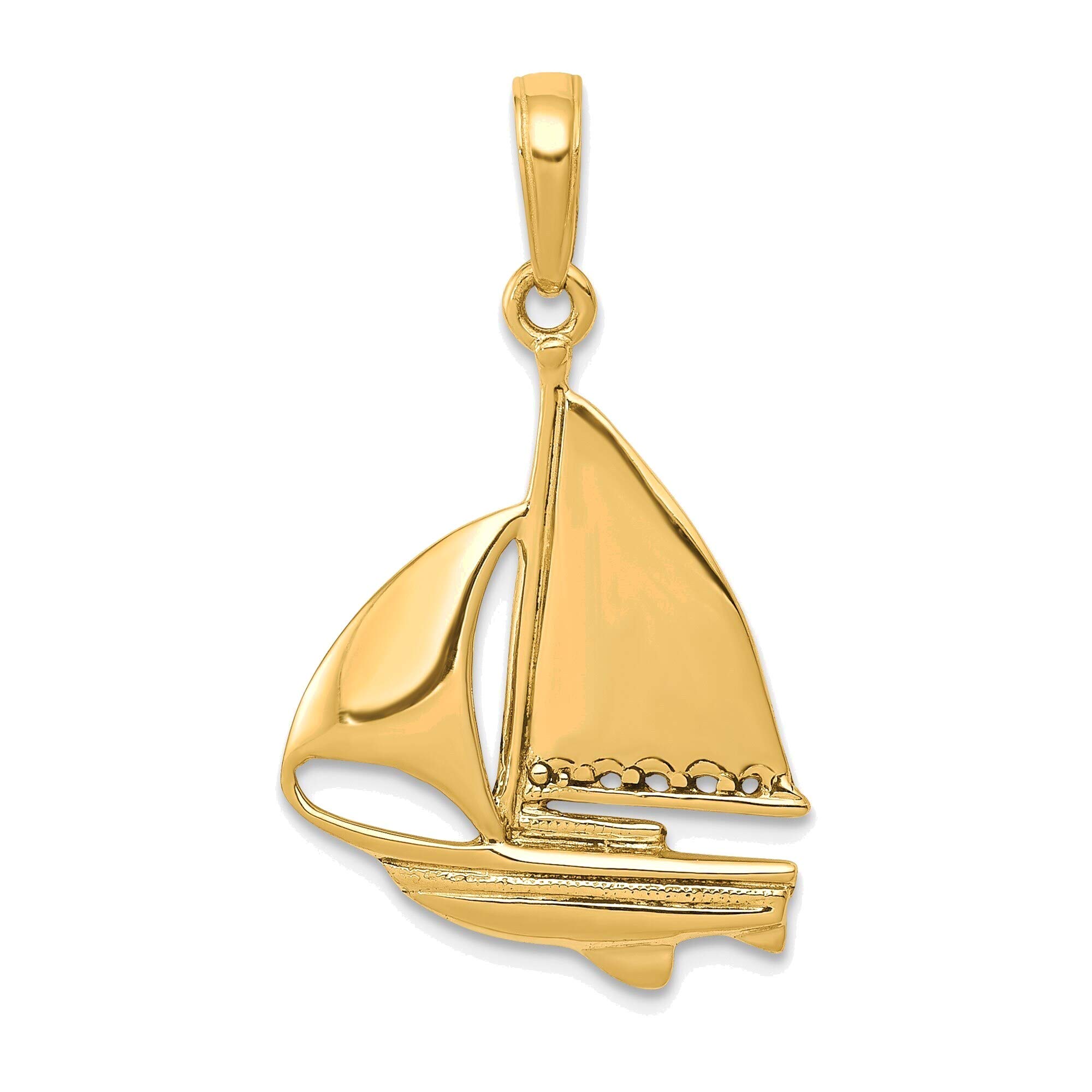 14K Yellow Gold Sailboat Pendant Jewelry for Nautical Lovers