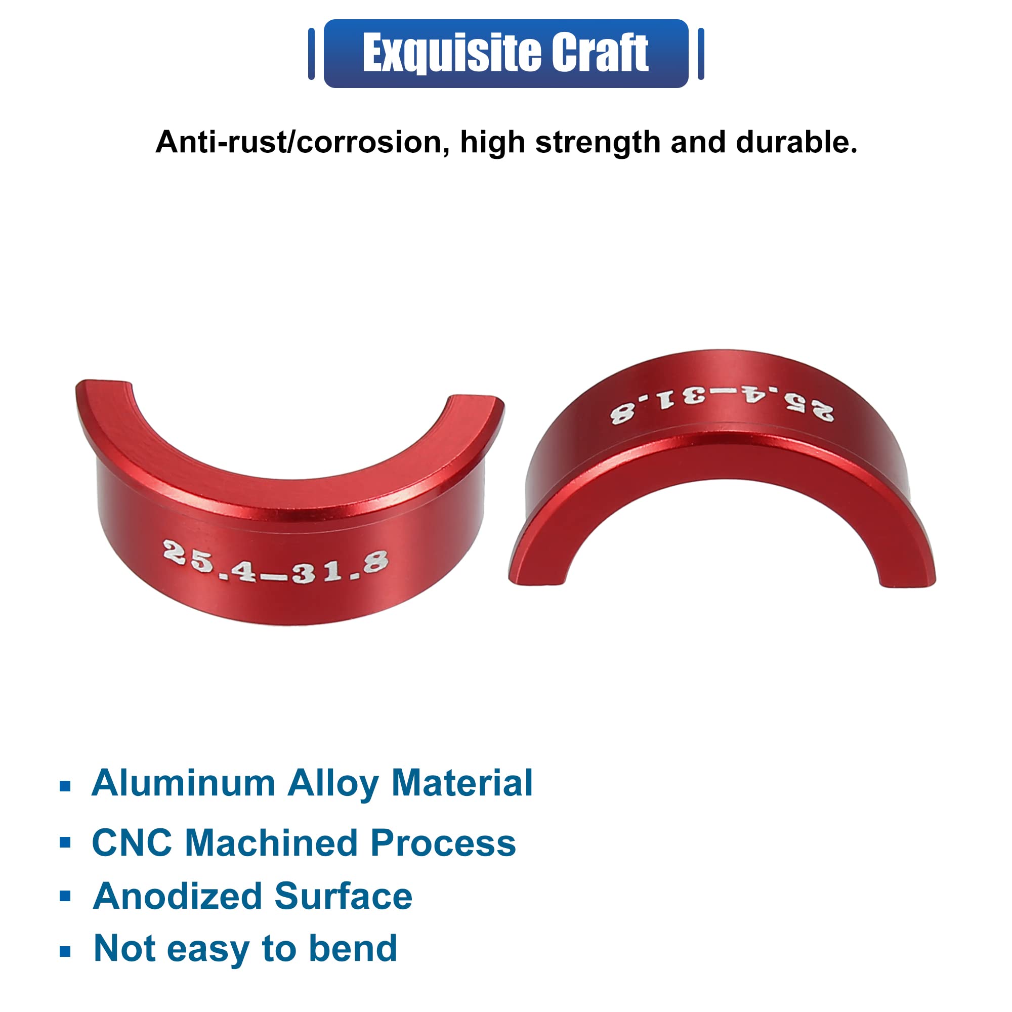 X AUTOHAUX 4-Piece Bike Handlebar Shims Stem Adapter Kit - Compatible with Mountain Bikes, Road Bikes & MTB - Perfect for Handlebar Adjustments & Bike Upgrades