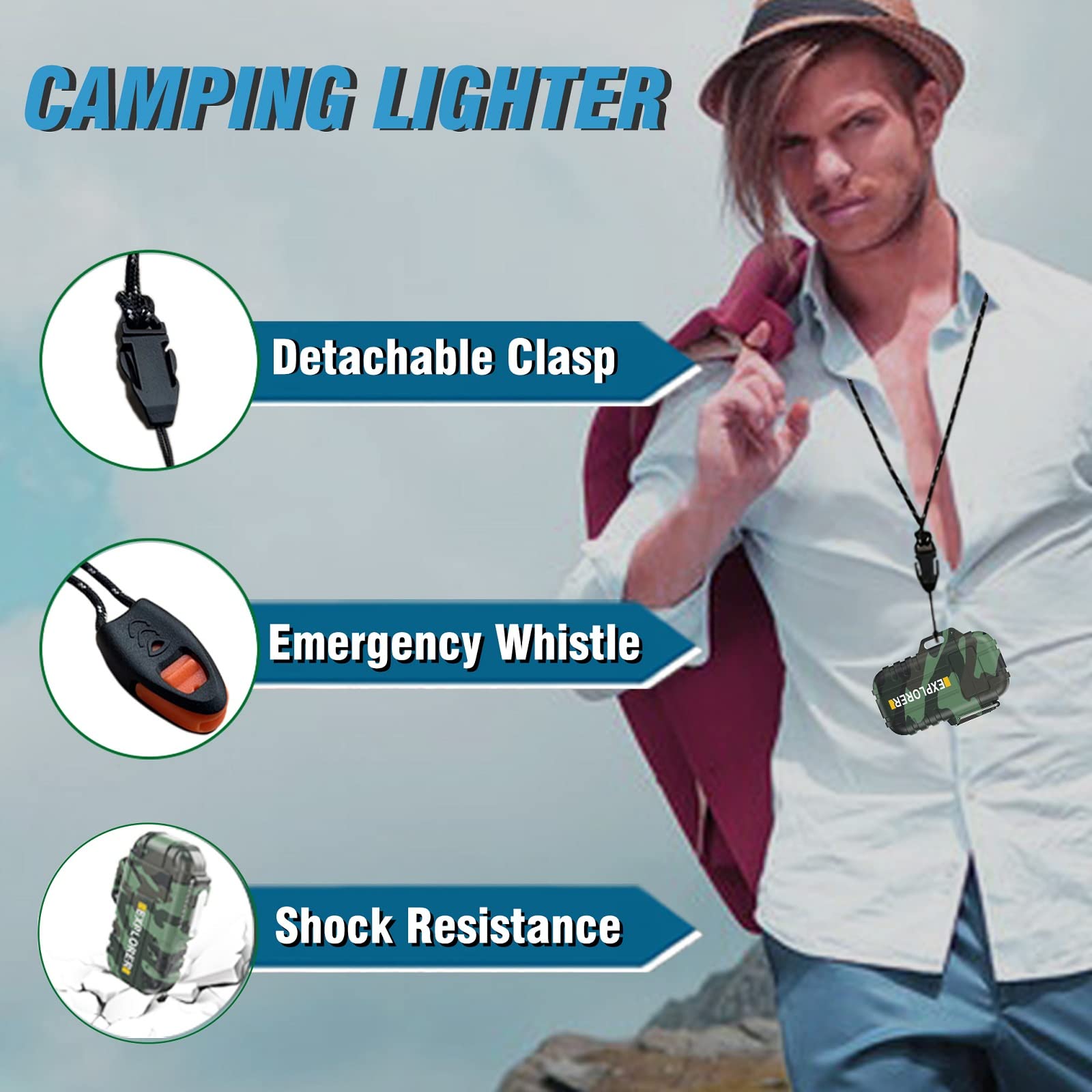 Refillable Windproof Torch Lighter for Camping, BBQ & Outdoor Use