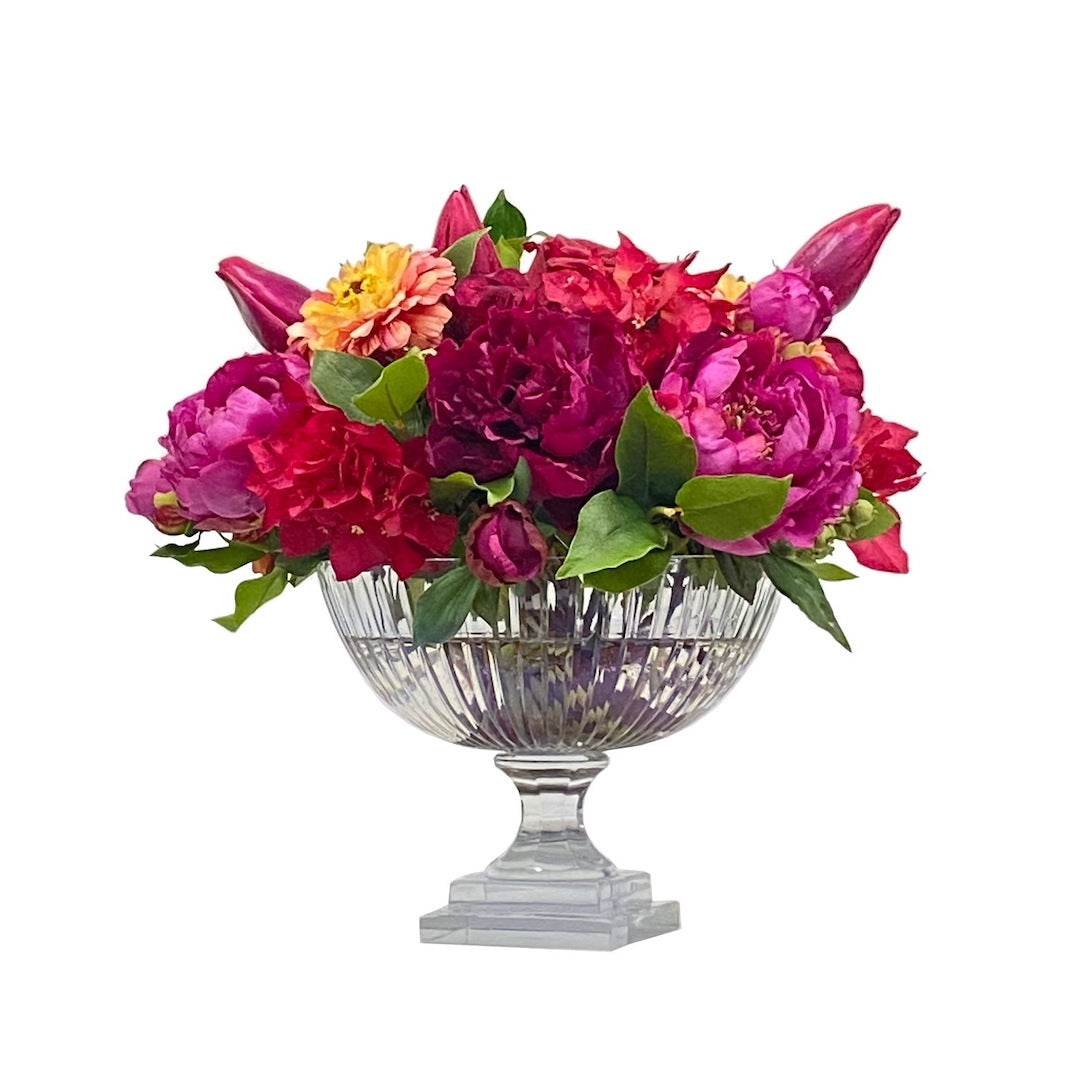 Elegant Etched Glass Vase with Tulips & Peonies - Perfect for Home Decor, Wedding Centerpieces & Gift Giving