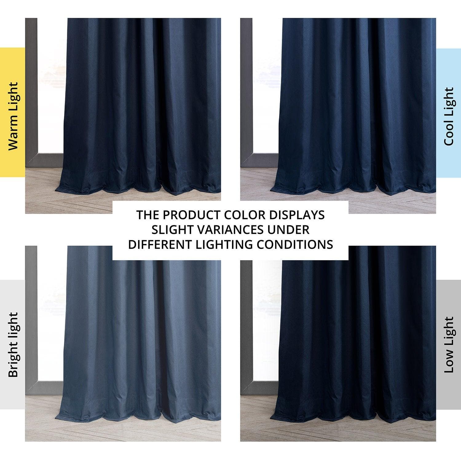 Premium Dark Blue Solid Cotton Blackout Curtains for Hotels & Home - Thermal Insulated Noise Reducing Window Drapes for Bedroom, Living Room & Office