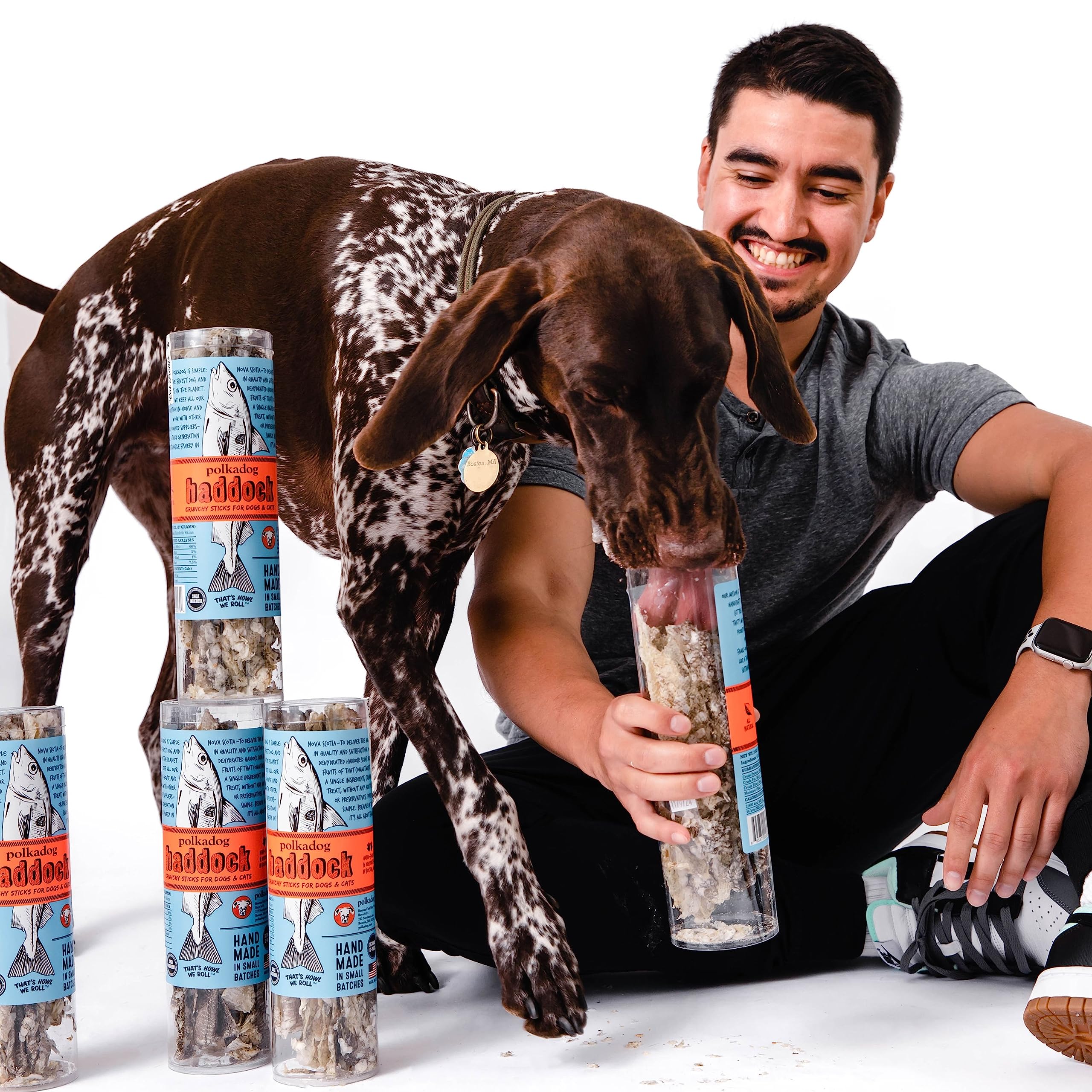 Polkadog Haddock Skins All-Natural Crunchy Dog & Cat Treats - Sustainable North Atlantic Haddock Skin Snacks for Puppies, Kittens - 2 oz - Perfect for Training Rewards & Dental Health